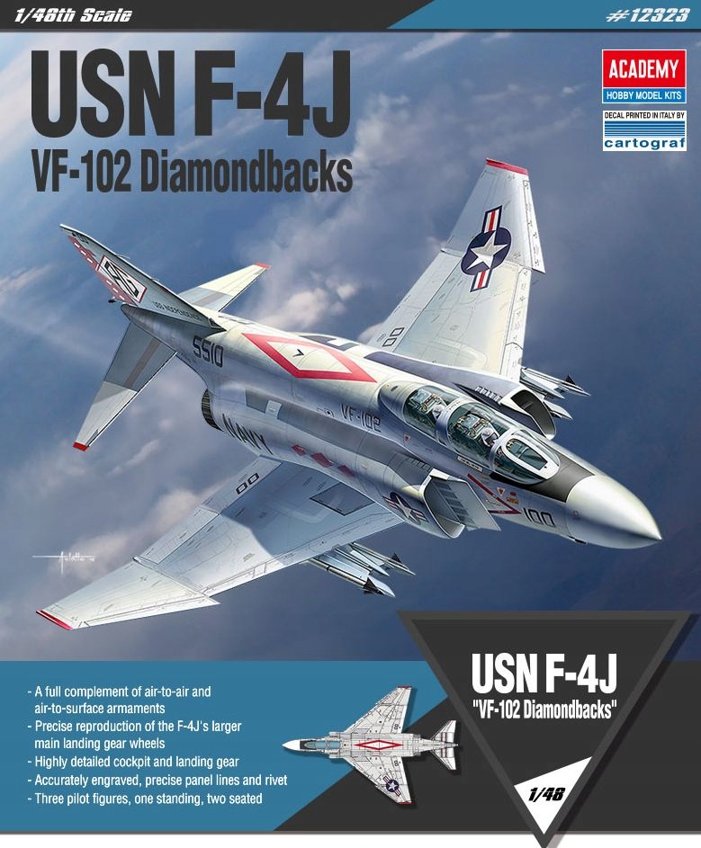 Plastová sada Academy 12323 F-4J VF-102 Diamondbacks Aircraft Scale 1/48