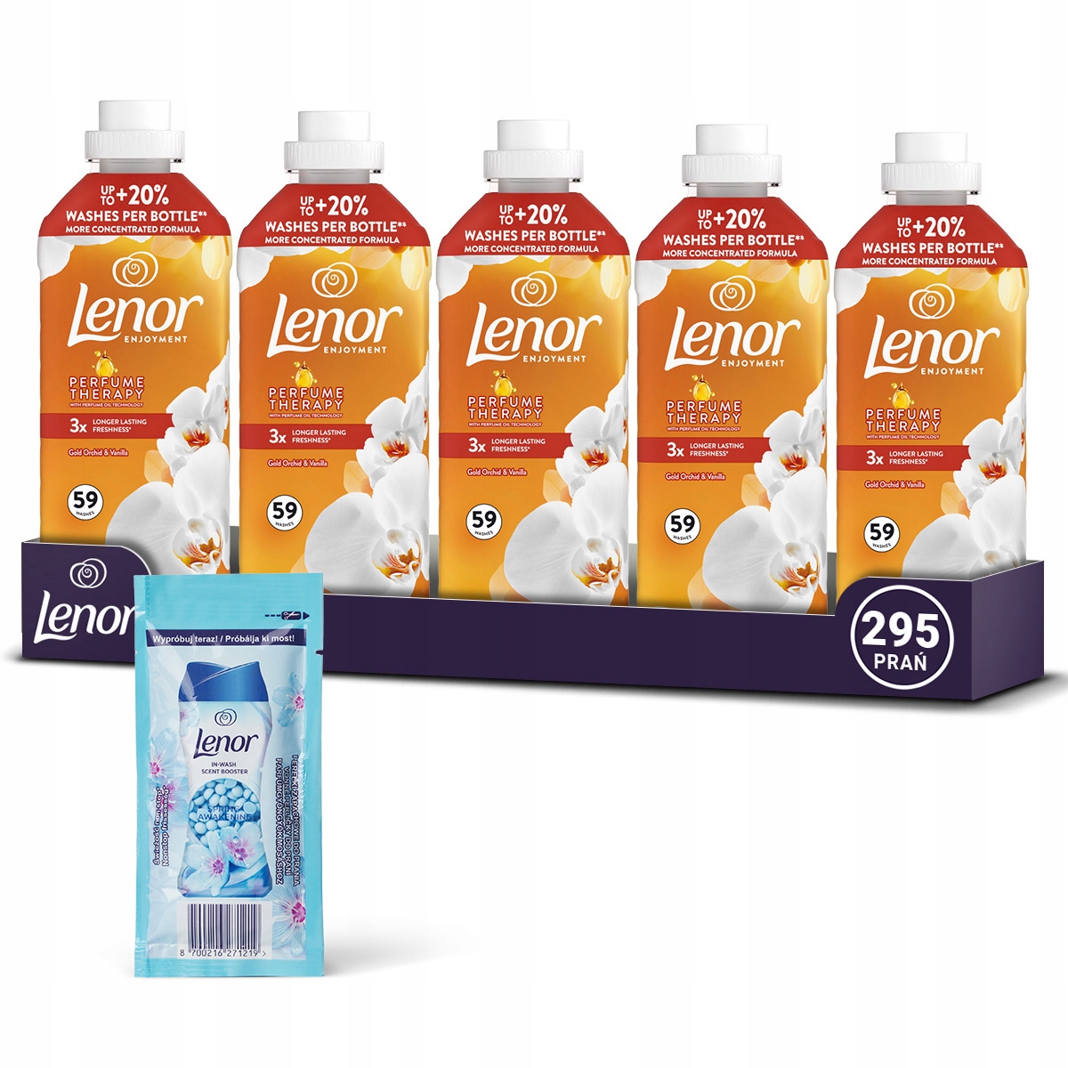 Zestaw Lenor płyn do płukania Orchid & Vanilla 295 prań 5x1,25L