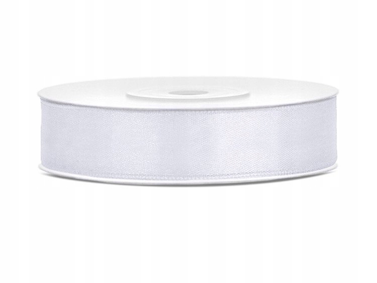 TASIEMKA WSTĄŻKA SATYNOWA BIAŁA 12mm/25m ŚLUB WESELE KOMUNIA IHS