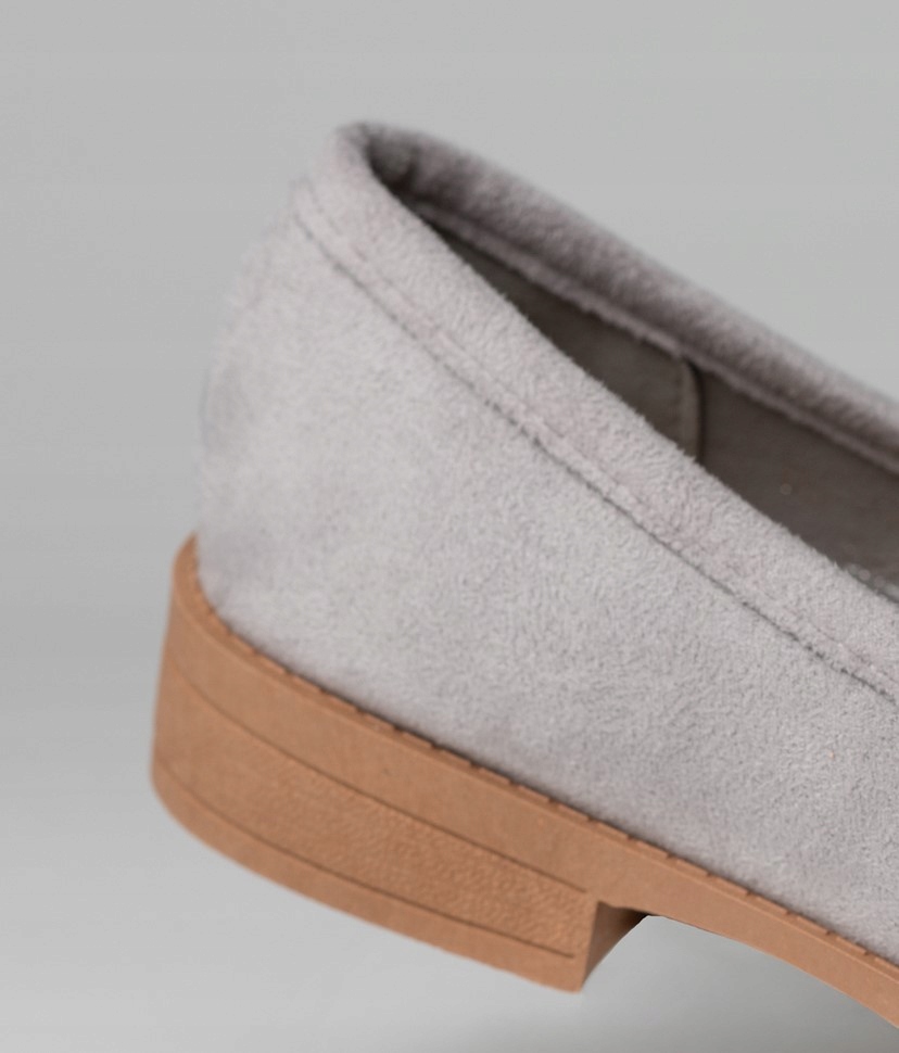 Mokasyny zamszowe z kokardą logowane zdobienie lekkie slip on popiel 38 Marka bez marki