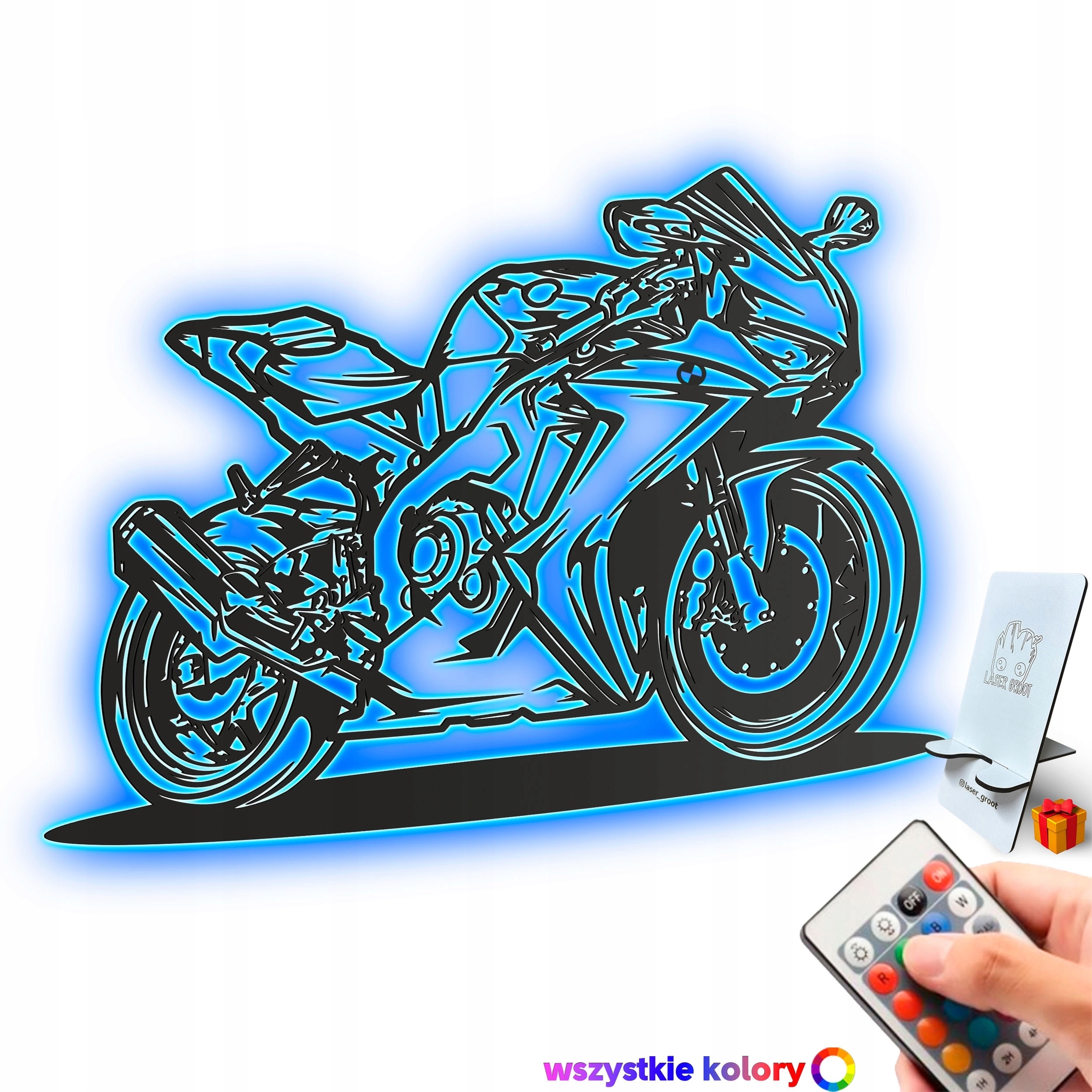 Dřevěný 3D obraz Moto Bmw 1000rr Dárek Noční Lampa Led XL