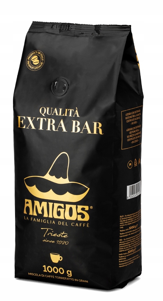 Włoska kawa ziarnista Amigos Extra Bar Nero 1kg 80% Arabica, 20% Robusta