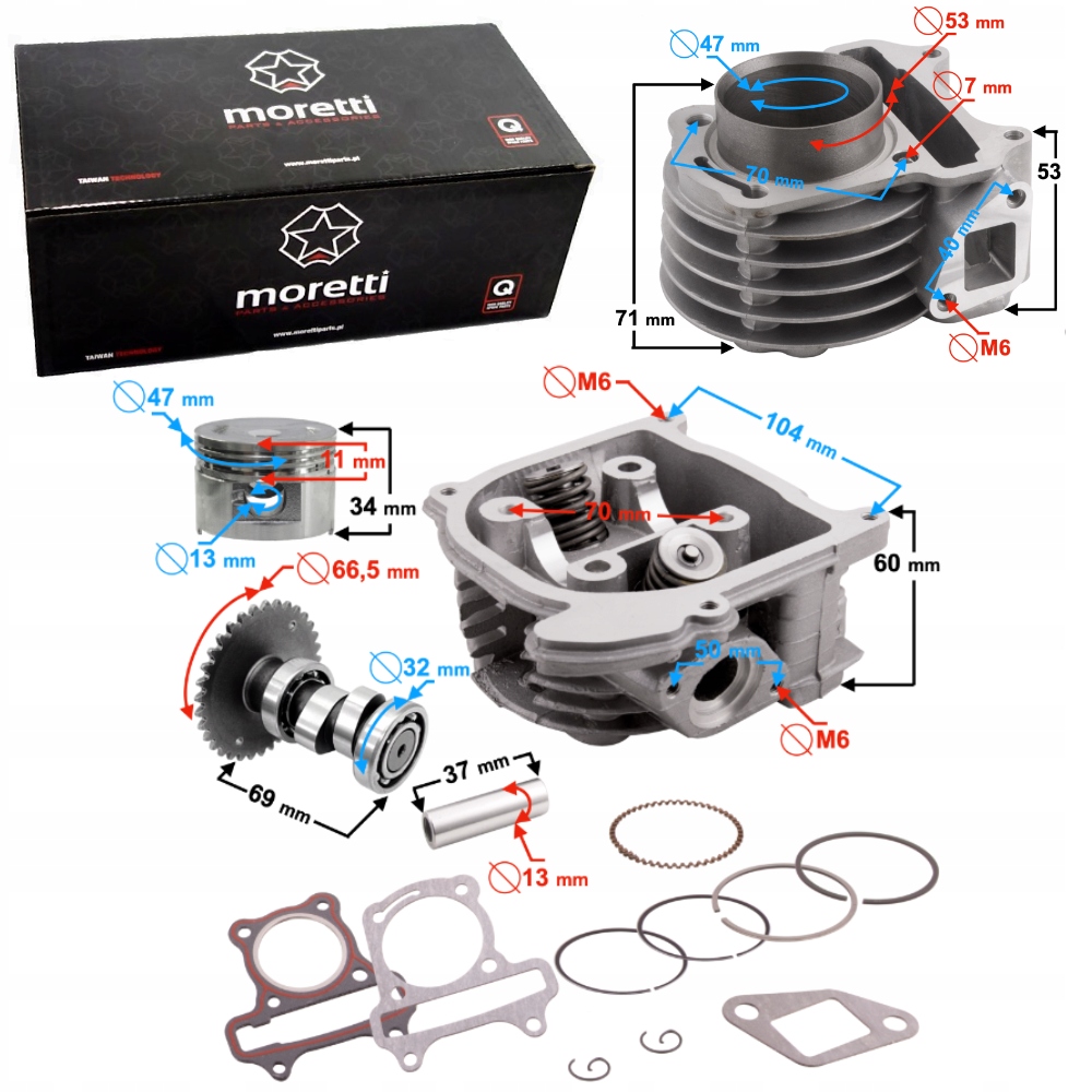 Cylinder Hlavica Set 80cc Skúter Junak Zipp