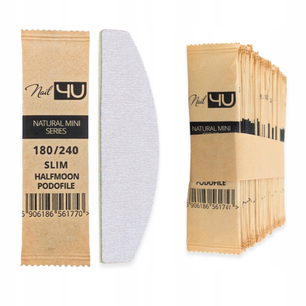 Nail4U Natural Mini Slim Lodičkový Pilník 180/240 50 Ks
