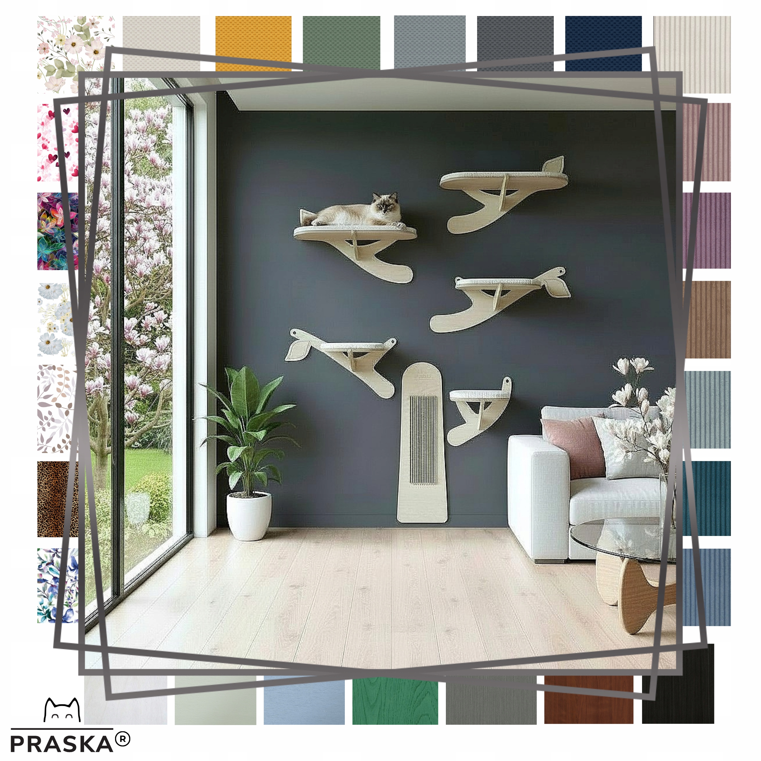 Pražská Škrabadlo pro kočky Stromek Magnolie Arte na zeď barvy překližka Barva