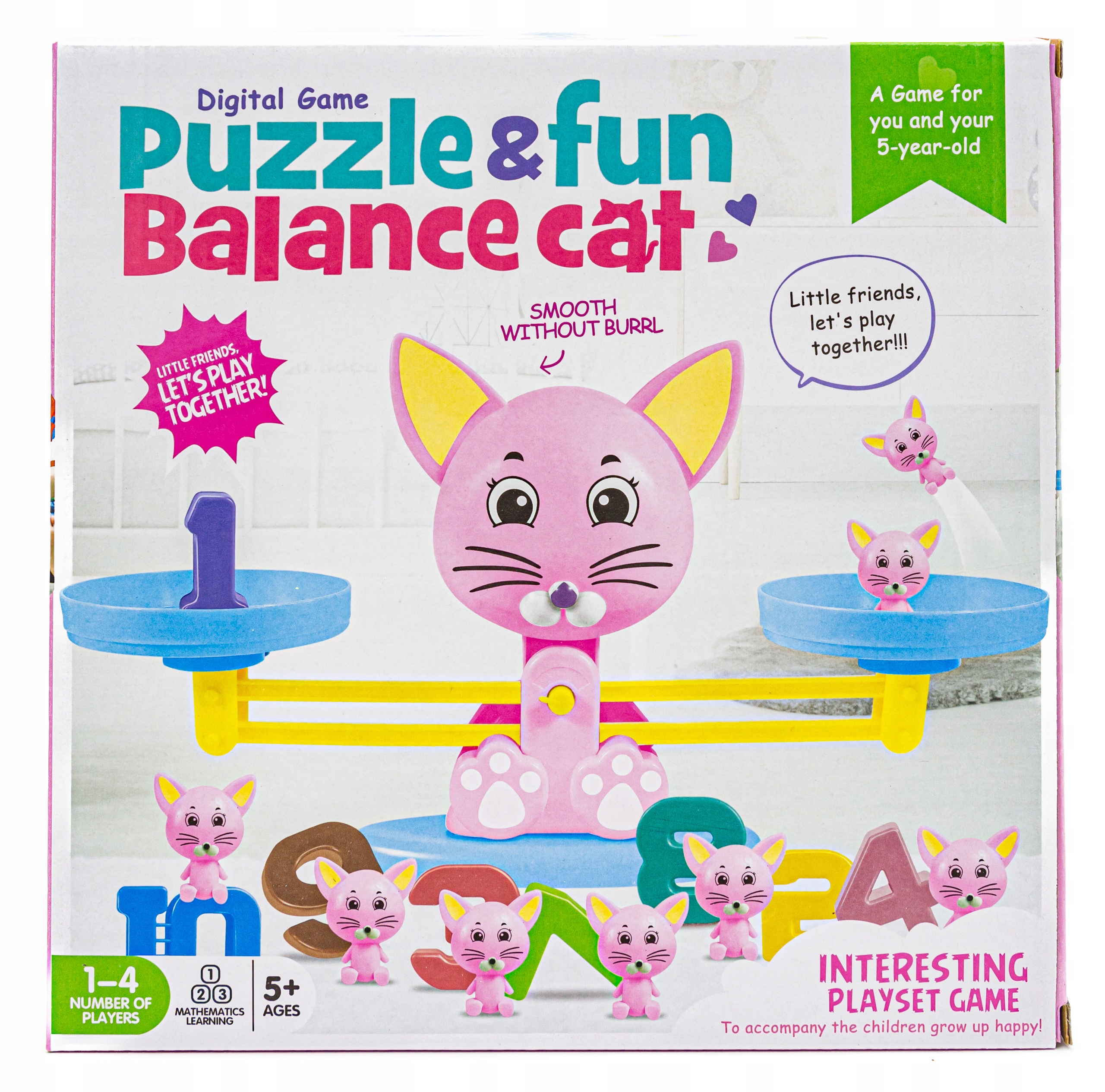 Gra EDUKACYJNA MATEMATYCZNA Nauka Liczenia Waga Szalkowa Karty Cyferki Kot Szerokość produktu 26.5 cm