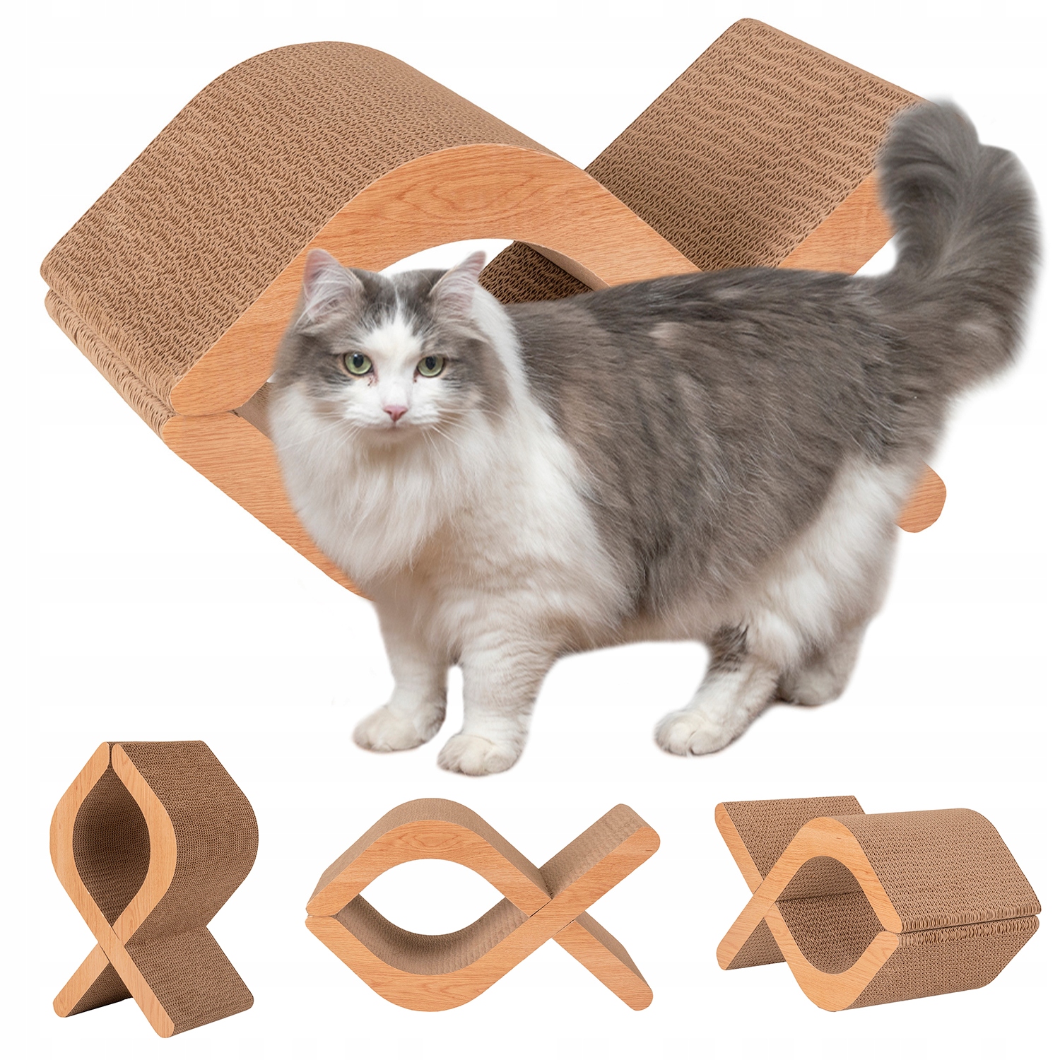 Levně Petsona DK-037 Drapak Pro Kočky ryba rybka karton patrový karton pelíšek