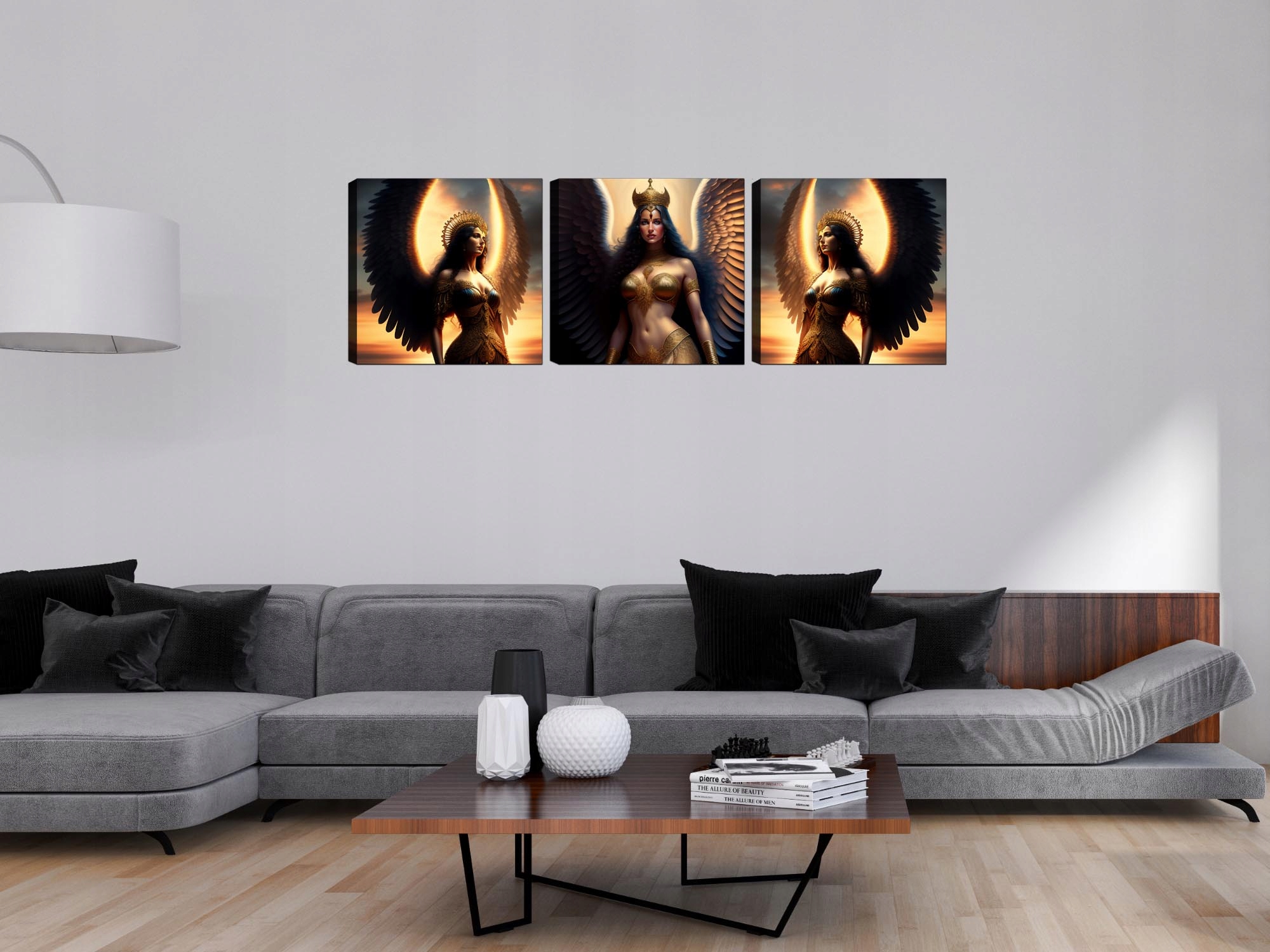 OBRAZ 3 częściowy Kobieta Anioł 150x50 Tryptyk Format poziomy