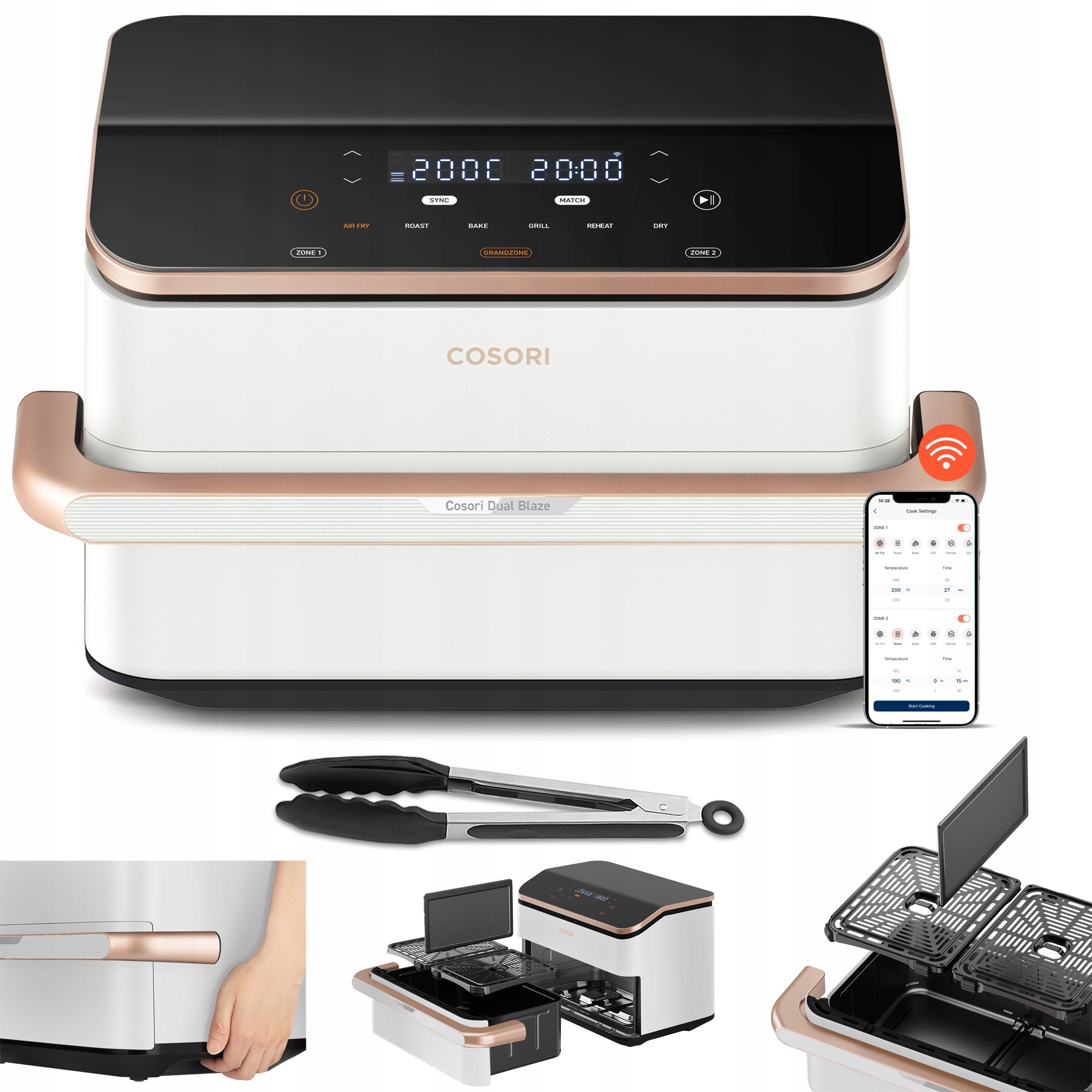 Cosori Dual Blaze TwinFry CAFTF101SWEUR 2800W 10l Aplikacja mobilna
