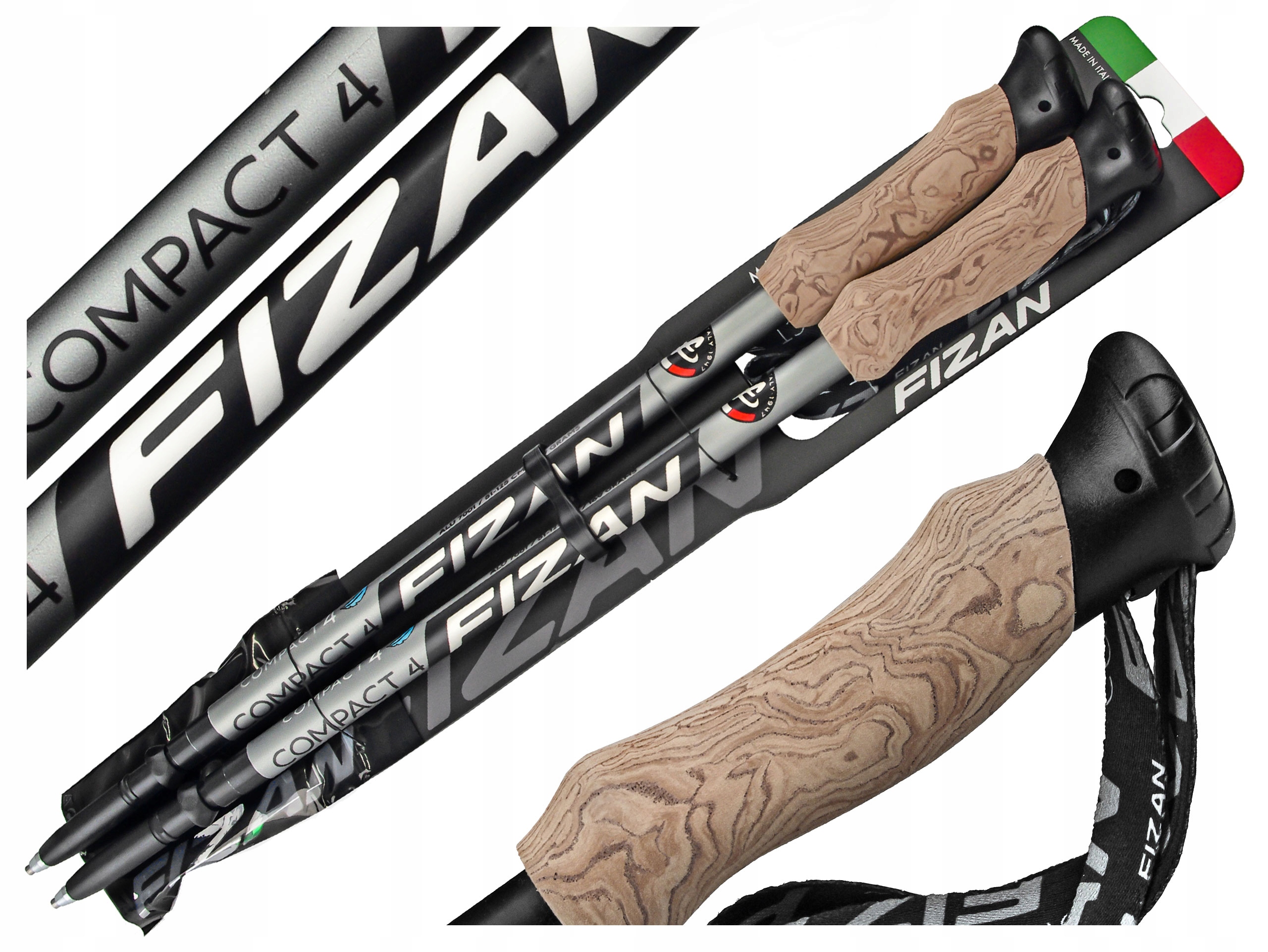 Kije Trekkingowe Fizan Compact 4 Black 51-130 cm Lekkie W Góry