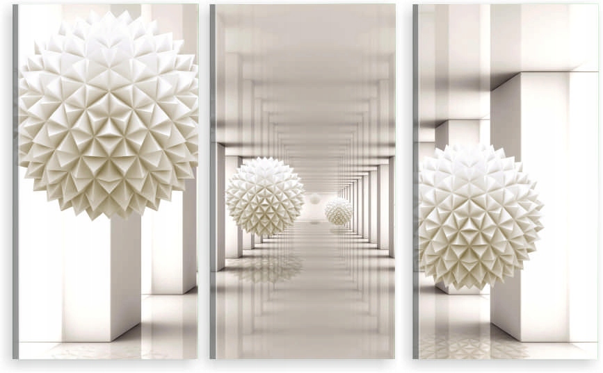 

Tryptyk Obraz Na Ścianę kule tunel loft 3d