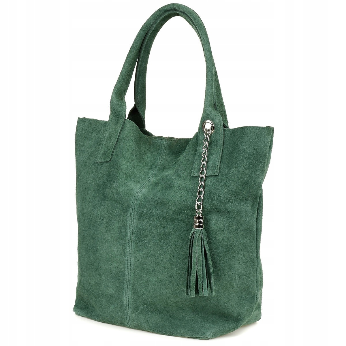 Kožená semišová kabelka Sáček velká A4 S Sáčkem tmavě zelená L82