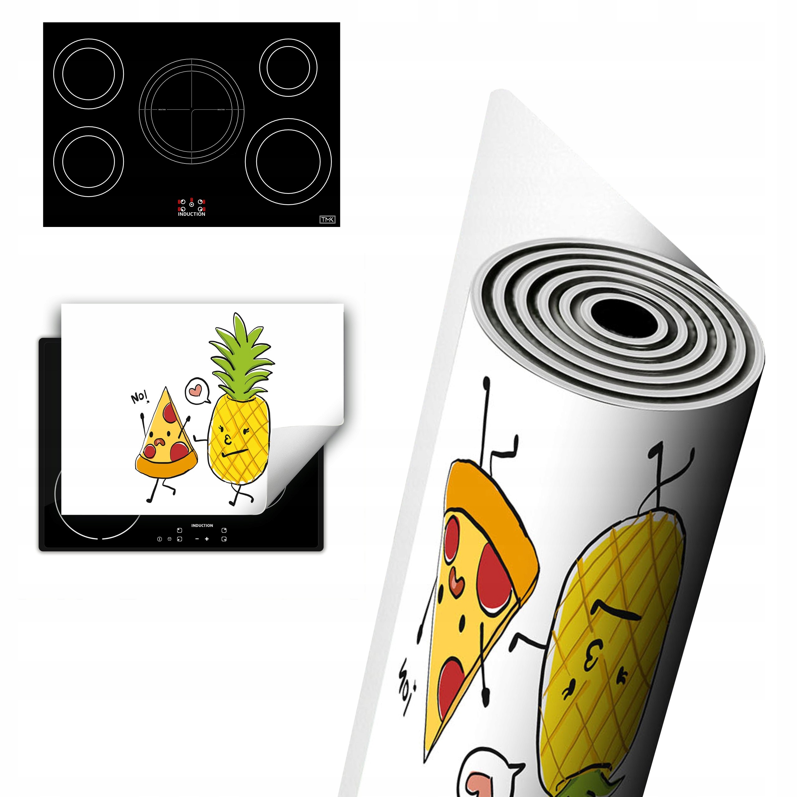 Vinylová Ochranná Deska Na Indukci 80x52 Pizza ananas