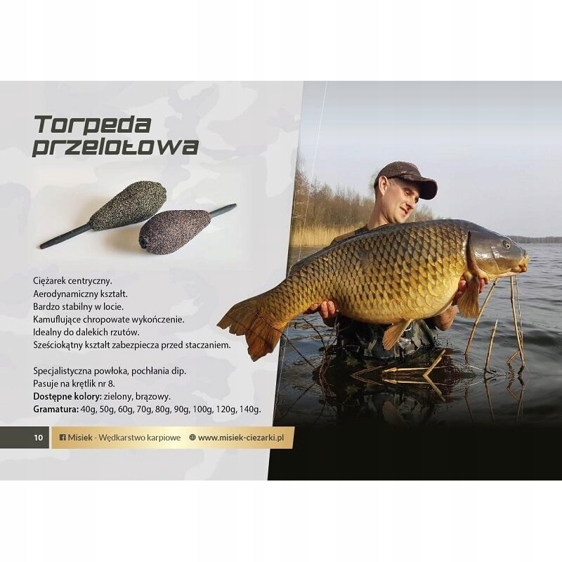 MISIEK - Ciężarek -Torpeda centryczna zielona 80g Kod producenta mc126