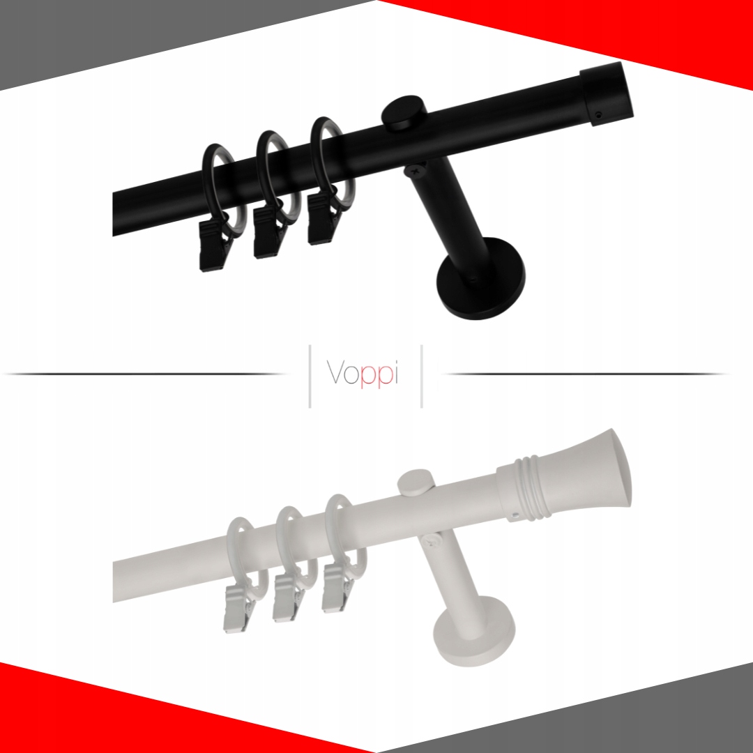 KARNISZ POJEDYNCZY LOFT + CICHE KÓŁKA NOWOŚĆ 25MM 180 CM Długość drążka 180 cm