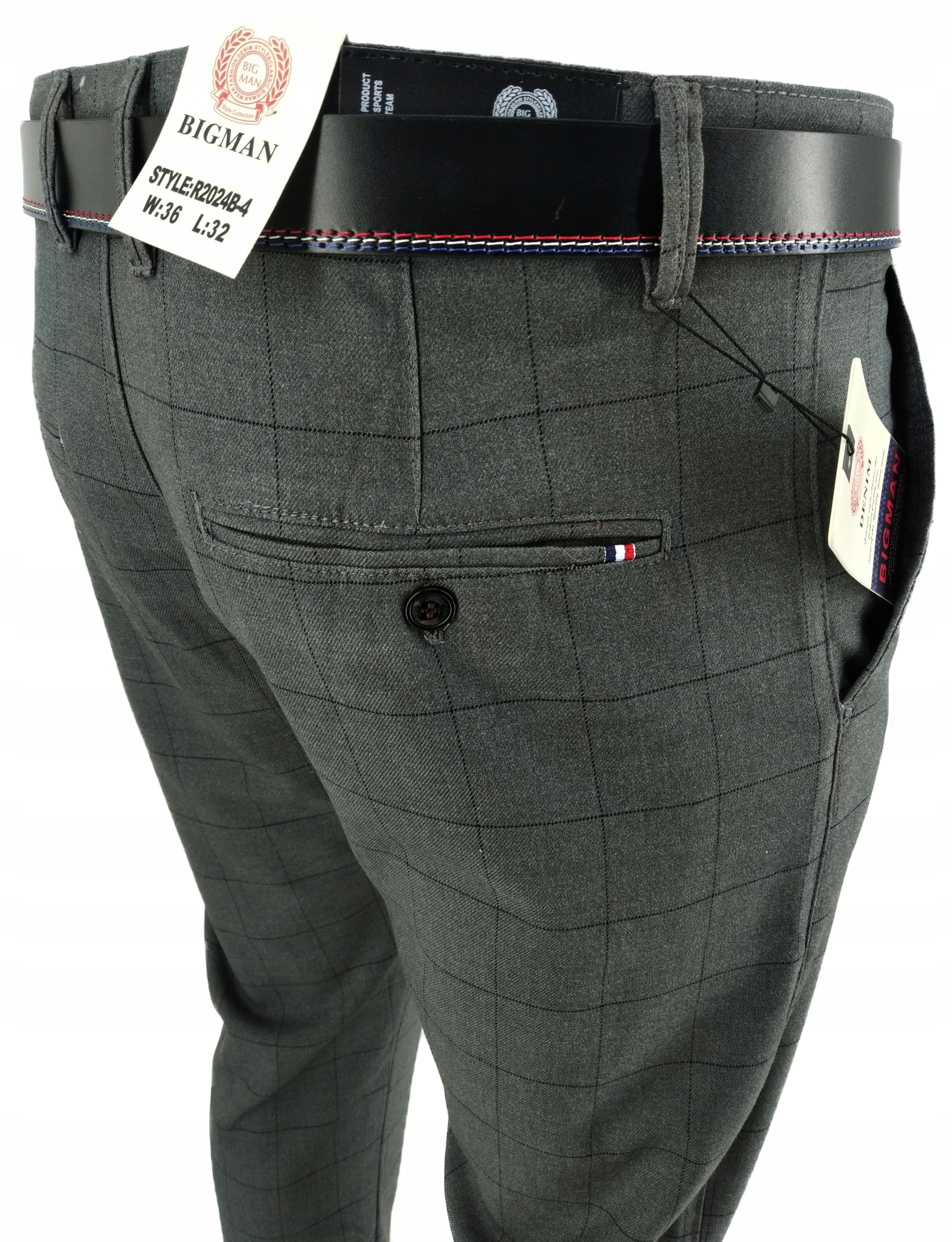 Pánské Elegantní Kalhoty 24B S Kostkovaným Vzorem, 48 128-130 CM