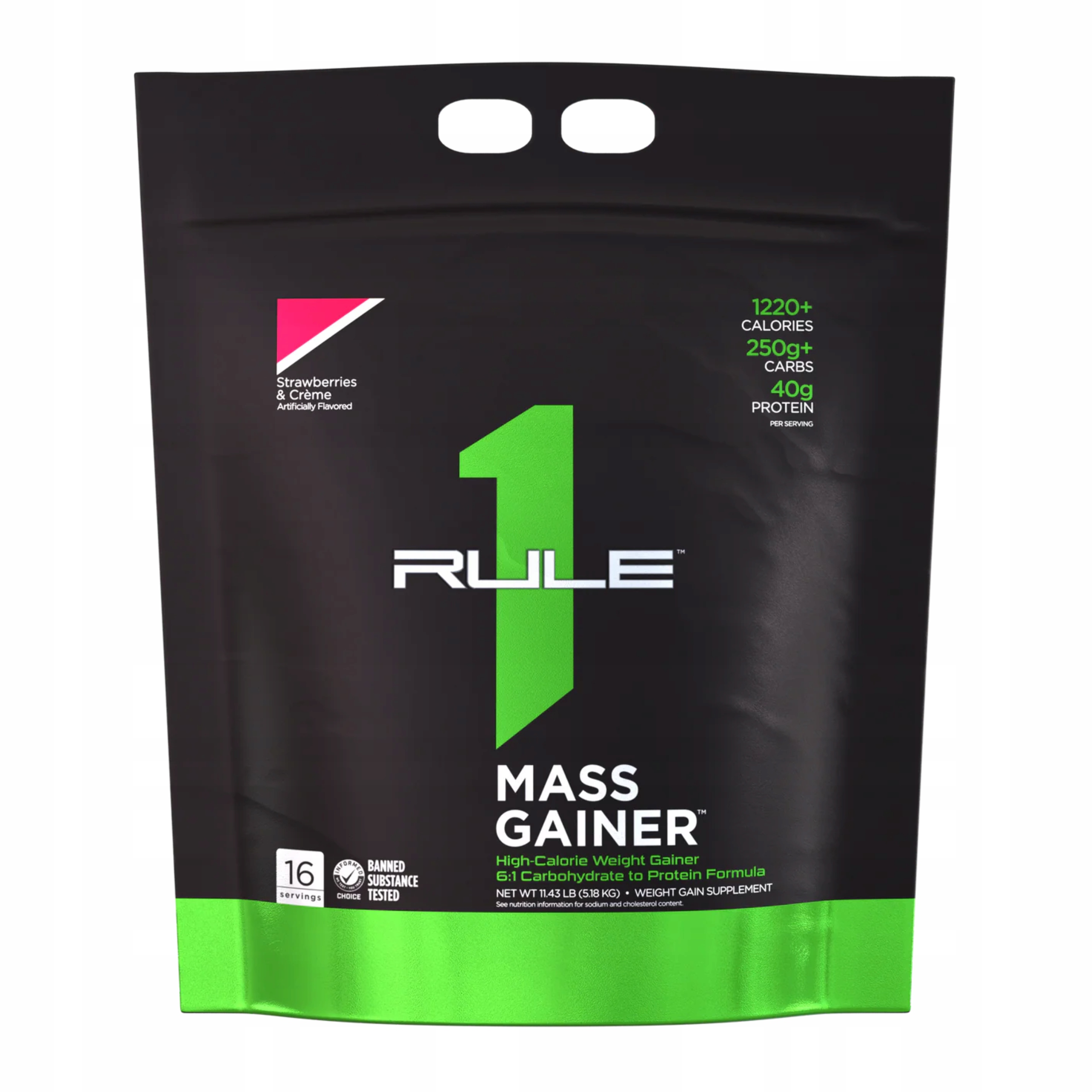 Mass Gainer 5180g Syrovátková bílkovina Svalová hmota Jahoda Rule 1 R1