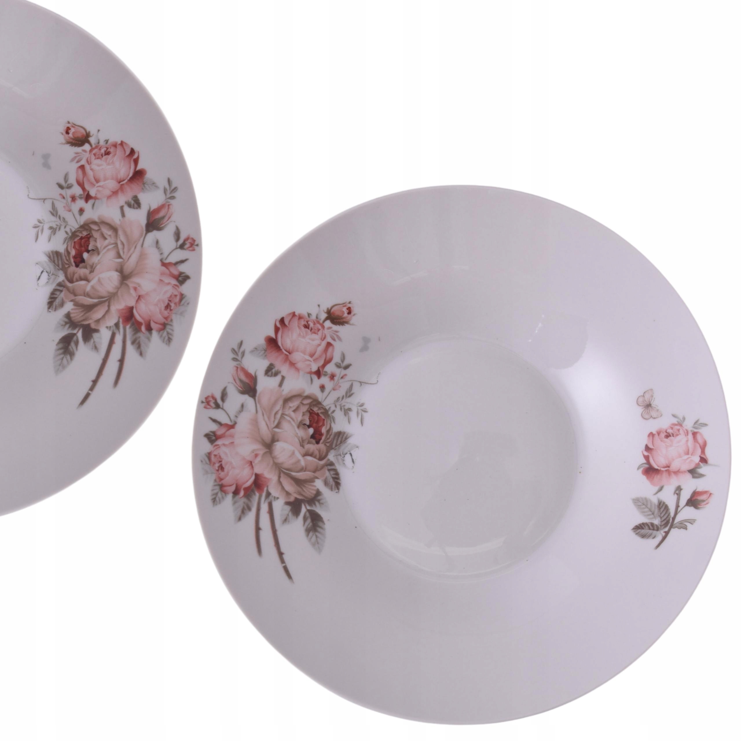 TALERZ OBIADOWY GŁĘBOKI NA ZUPĘ RÓŻA RÓŻE 23cm