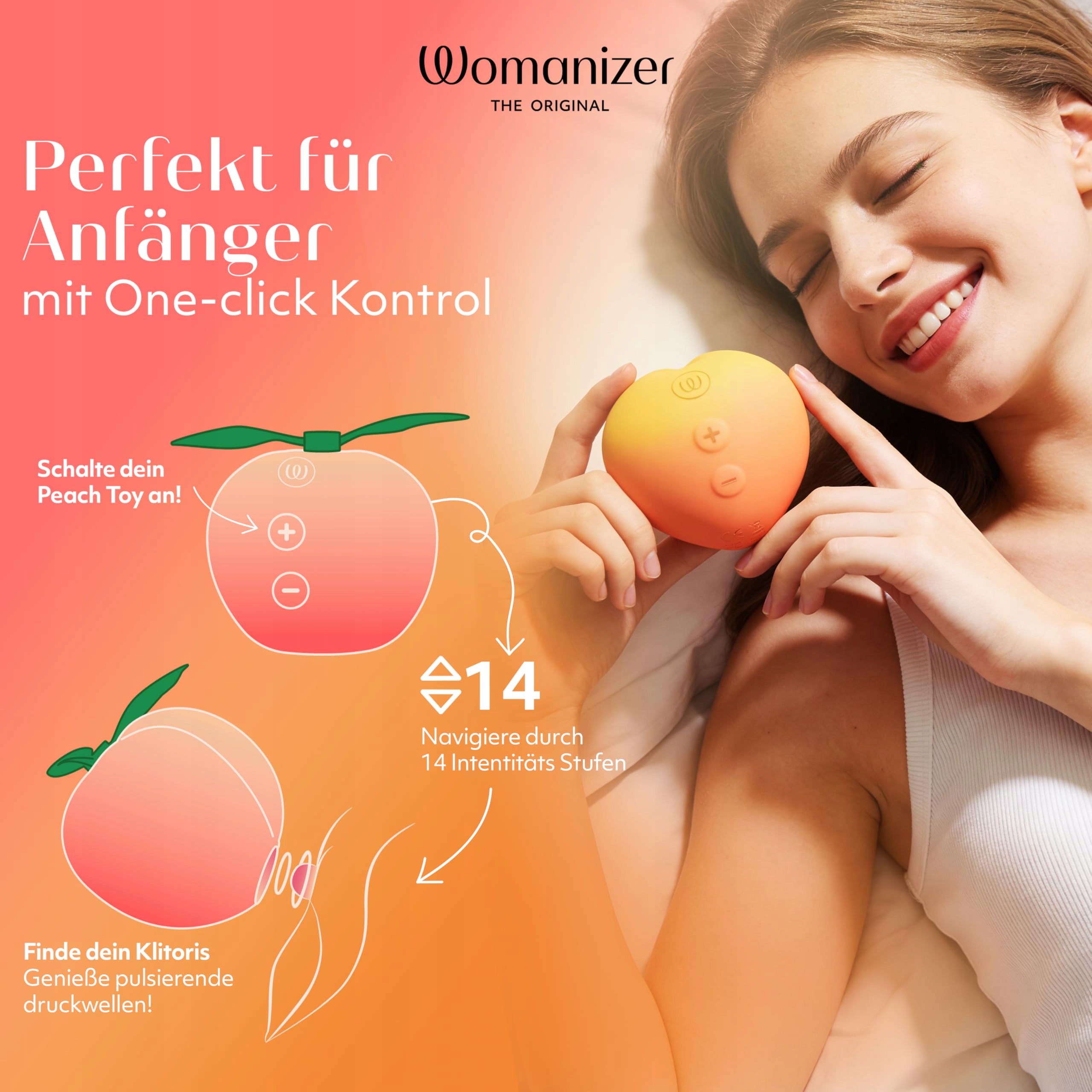 WOMANIZER Peach Wibrator Dla Kobiet i Par Klitoris Stymulator Erotyczny — miniatura 7