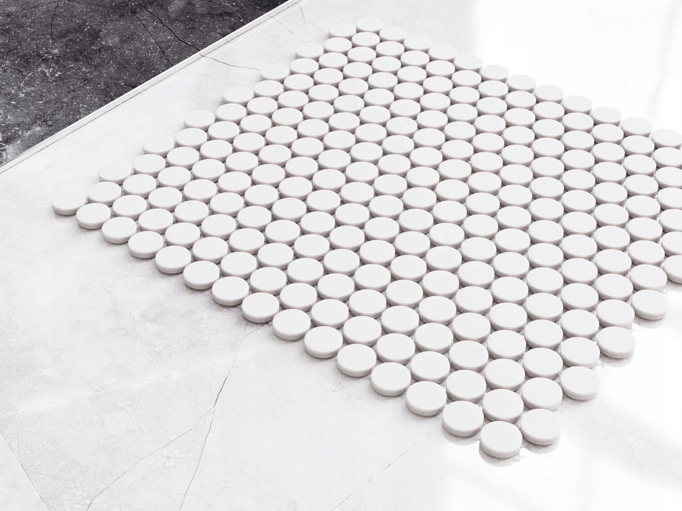 MOZAIKA CERAMICZNA PENNY DOTS WHITE MATOWA -