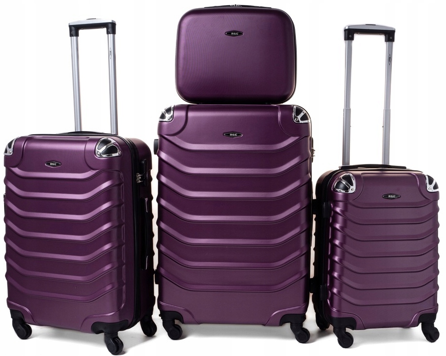 Zestaw Komplet Walizek 4w1 Podróżnych Bagaż Rgl Abs Śliwka