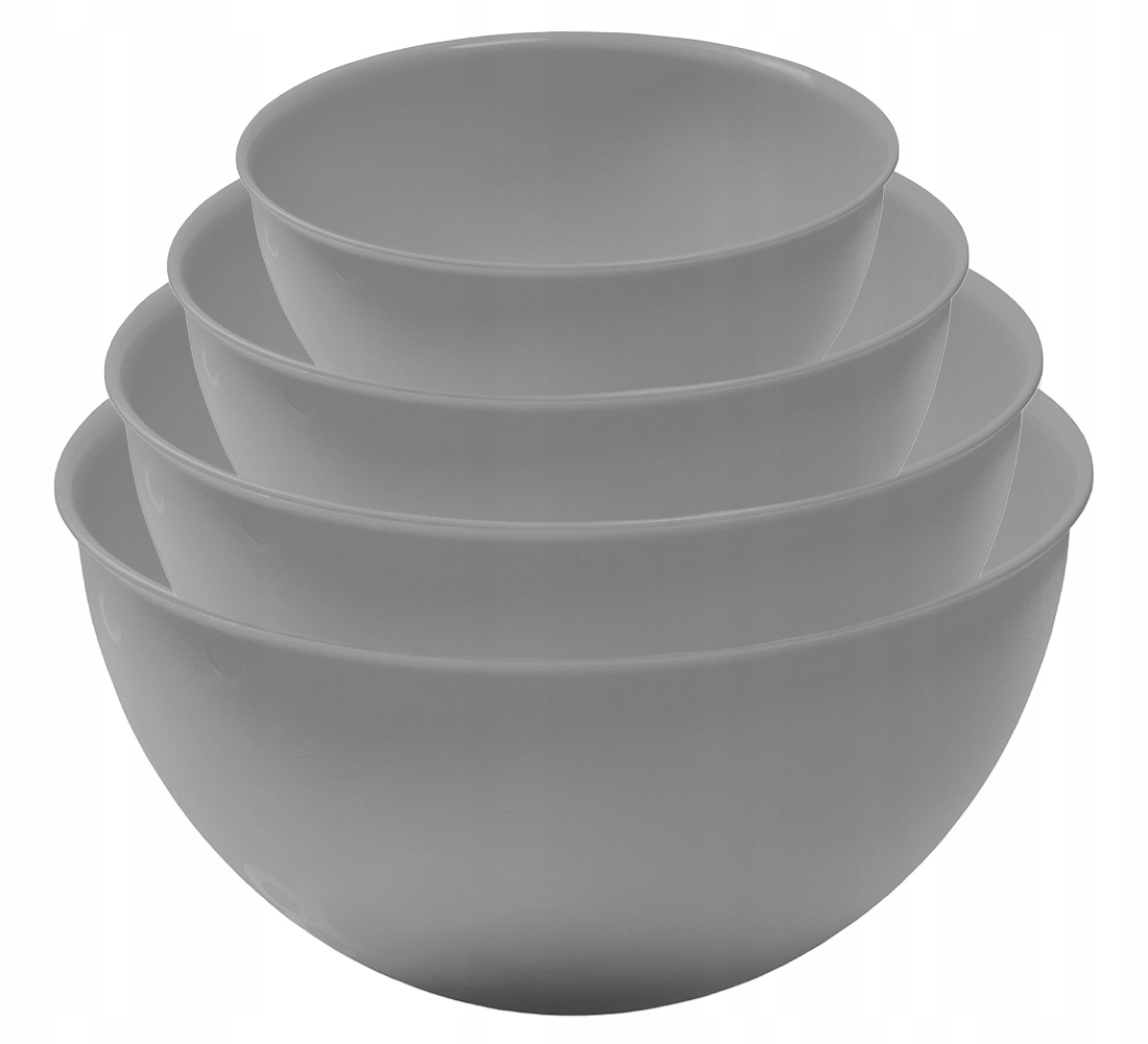 

Zestaw 4 Misek Miski plastikowe szare kuchenne
