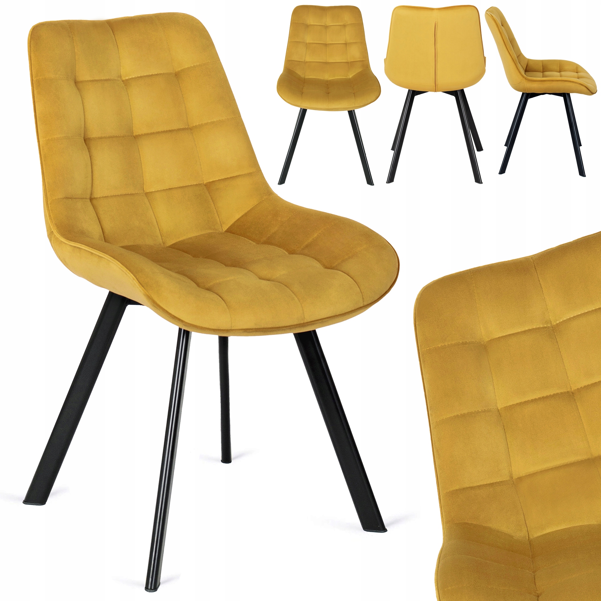 Čalouněná kuchyňská židle Velurová do obývacího pokoje Jídelna Rick Hořčicová