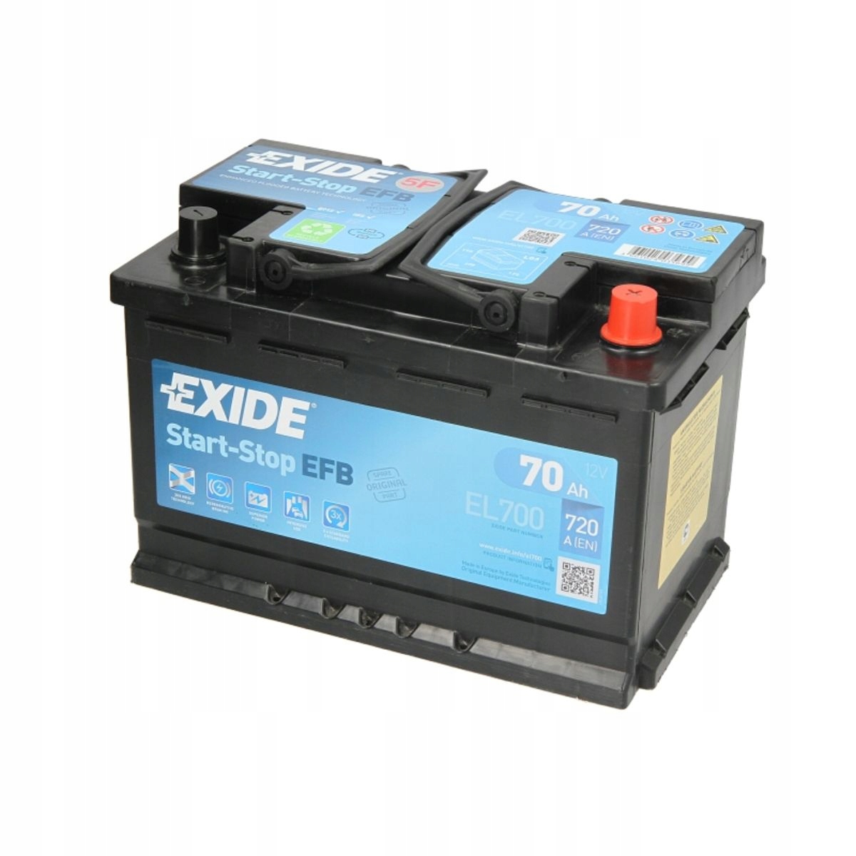 EL700 - Акумулятор Exide START & STOP EFB 70AH 720A P+