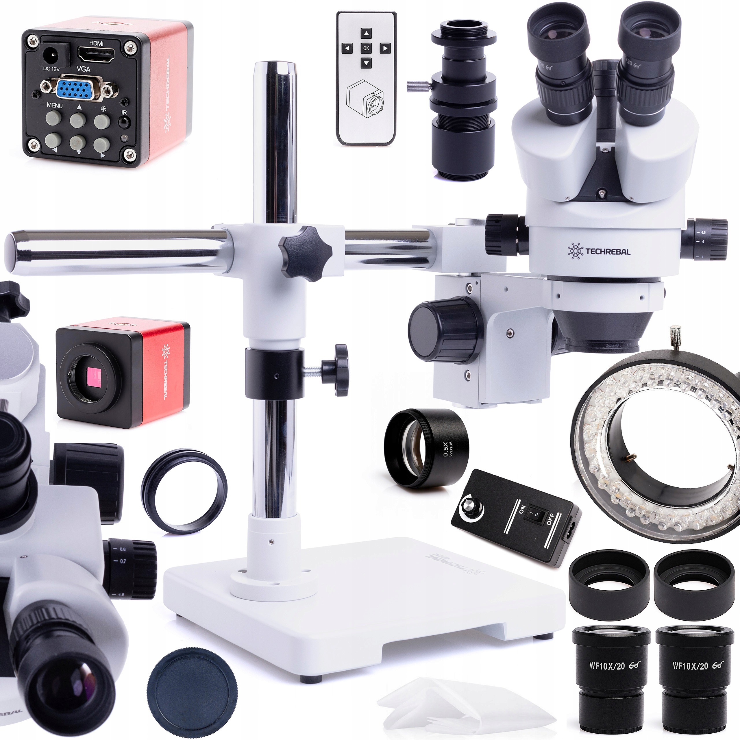 Mikroskop Techrebal 10HS s kamerou Full Hd, Led 56 a Barlow 0,5x