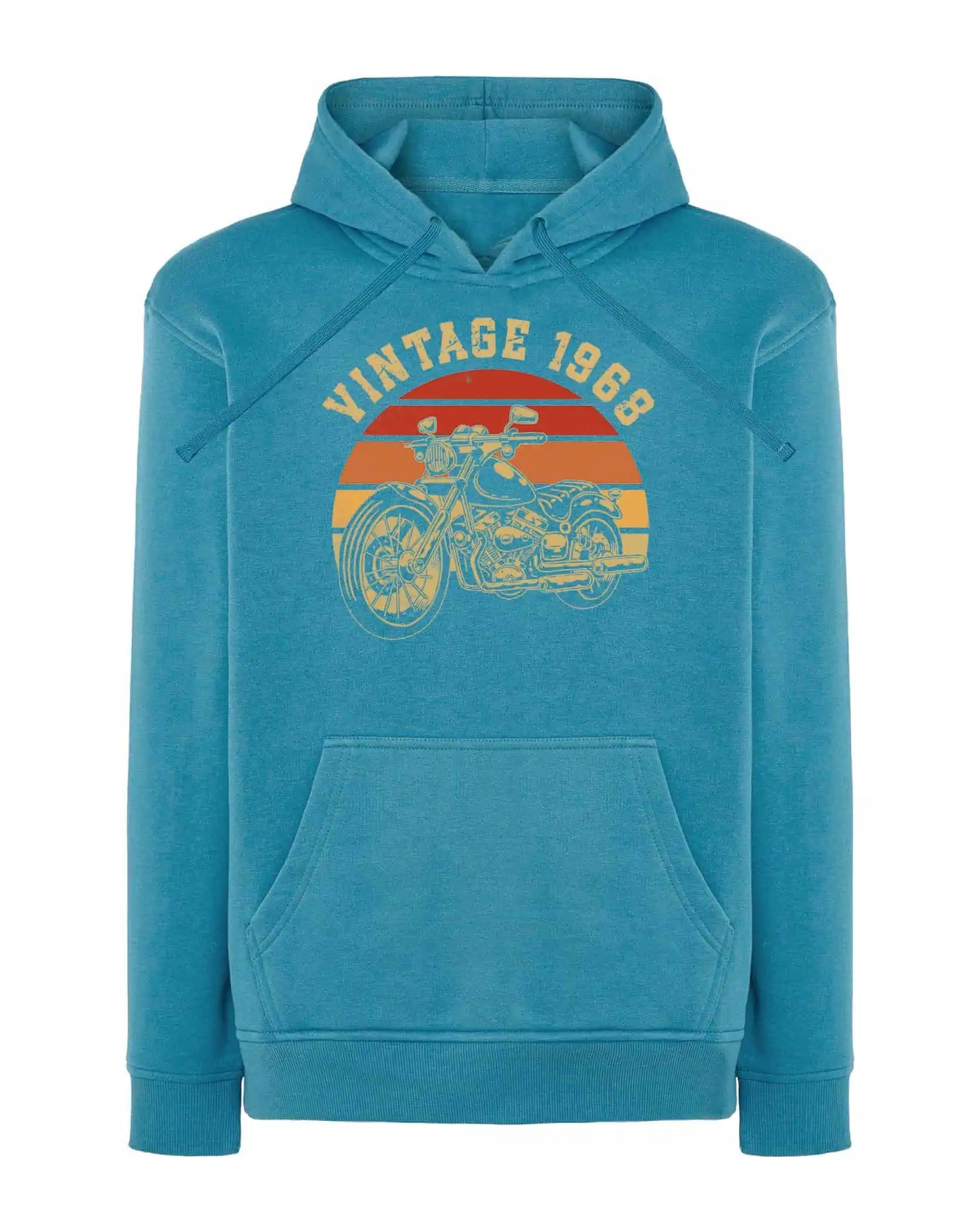 Mikina s kapucí Motocykl Vintage Chopper Motorismus Světle modrá M