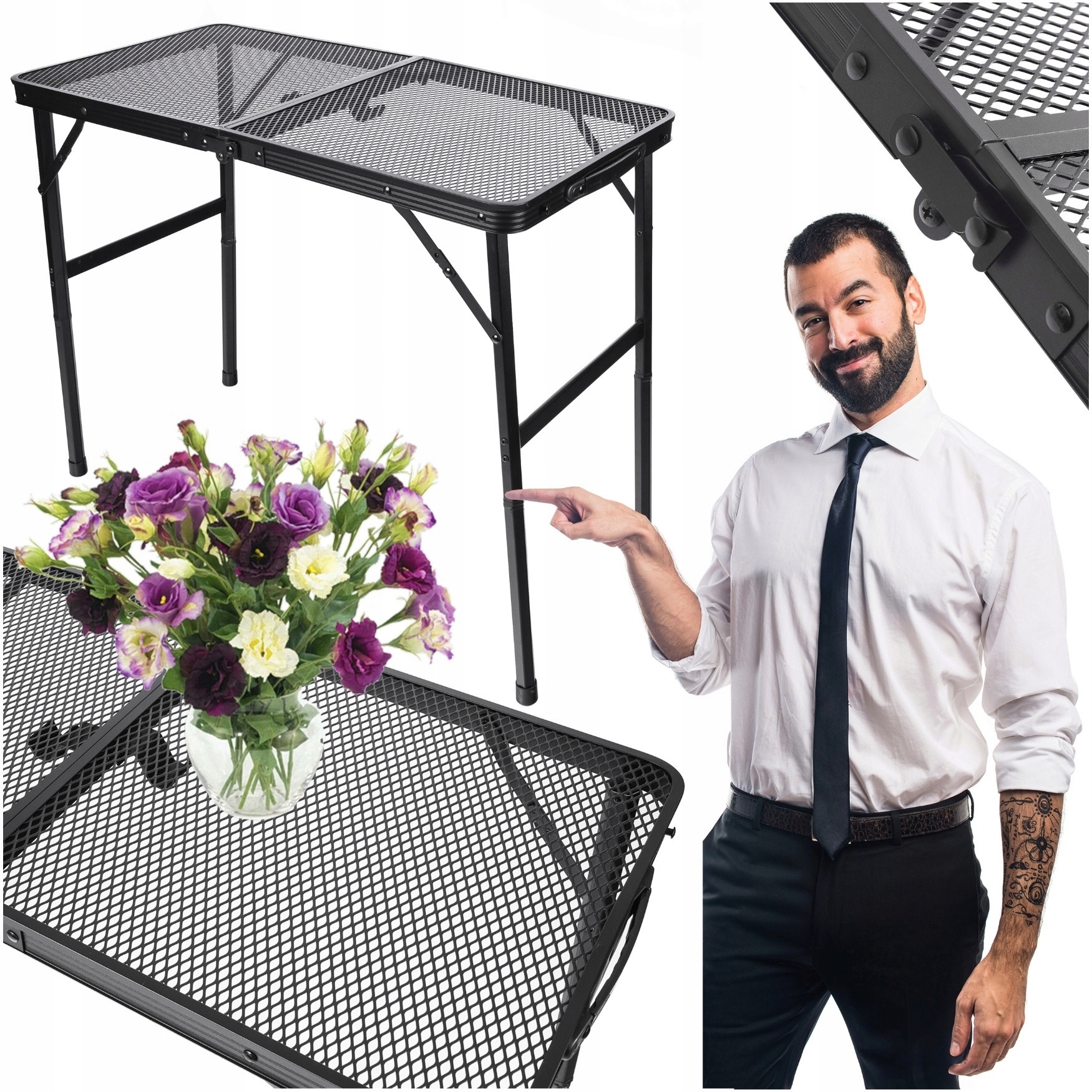 Stolik Rozkładany Stół Ogrodowy Tarasowy Biwak Grill Przenośny Turystyczny