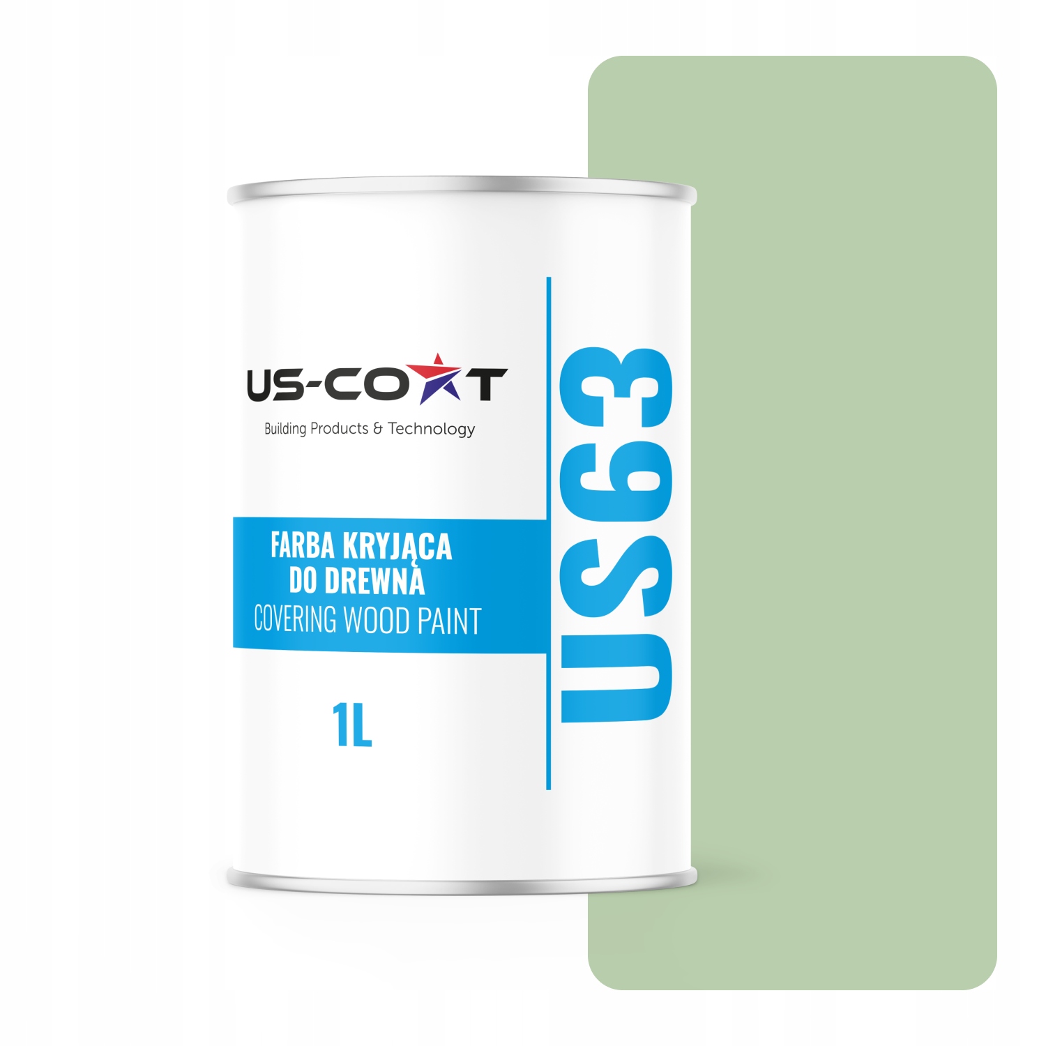 Farba Kryjąca Do Drewna Drzwi Renowacji Zielony Pastelowy RAL6019 Półmat 1L