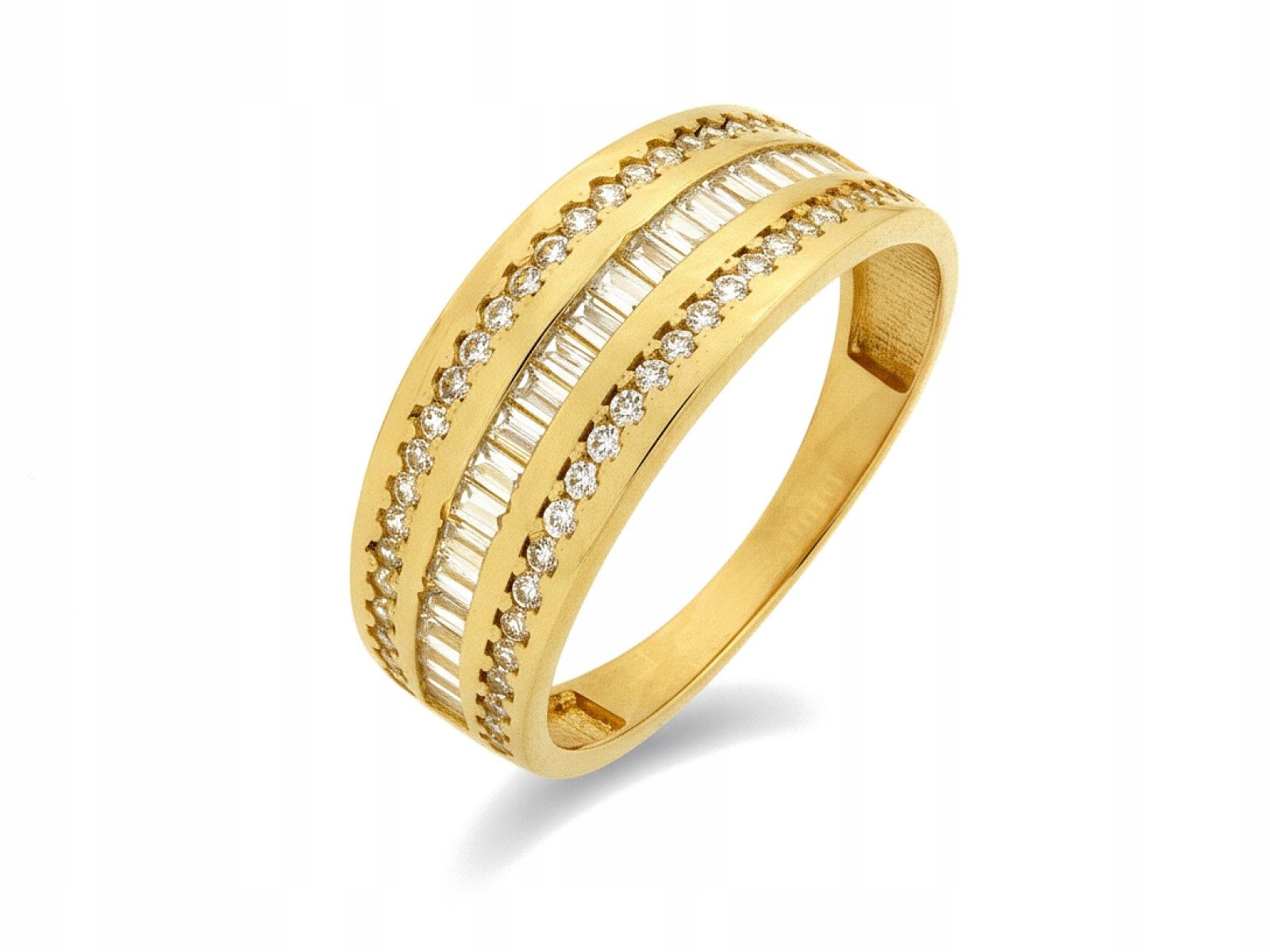 Prstýnek zlatý 585 se Zirkony snubní 15r Široký 2,74g dárek