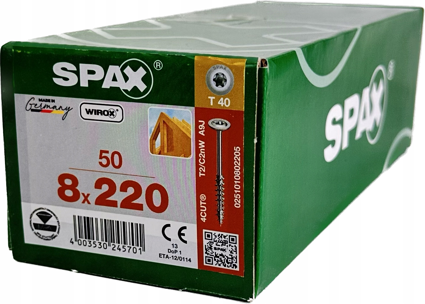 Šrouby pro dřevěné konstrukce 8x220 mm Spax Wirox Talířová hlava 50 Ks