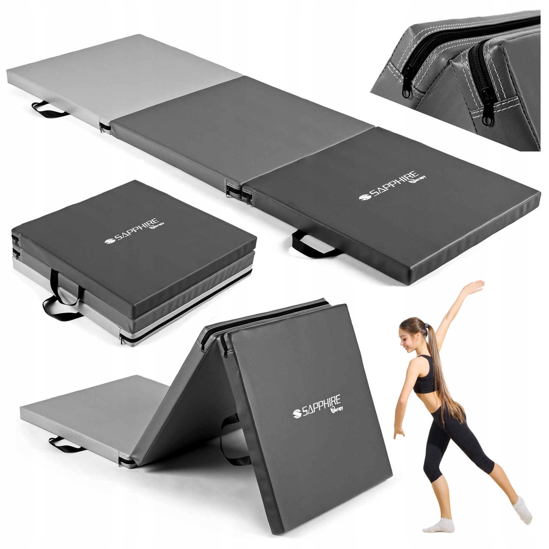 Materac gimnastyczny Składany 180x60x5cm Mata Do Ćwiczeń Rehabilitacja Joga