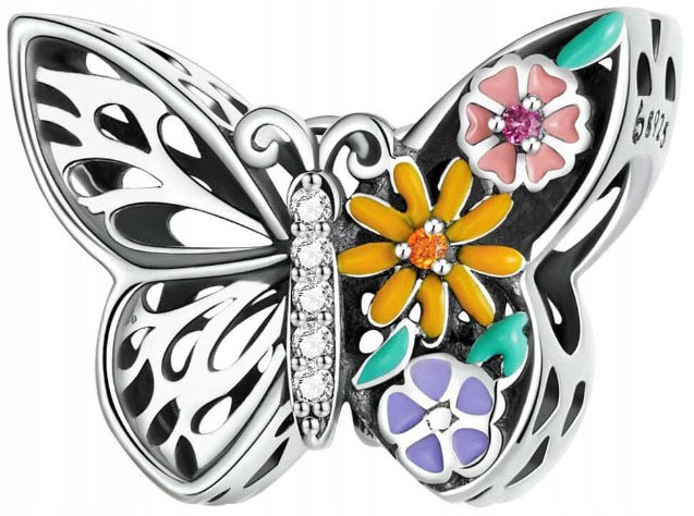 2 x Charms Přívěsek Charms Ažurový Motýl Barevné Květiny Charms Moda Trus