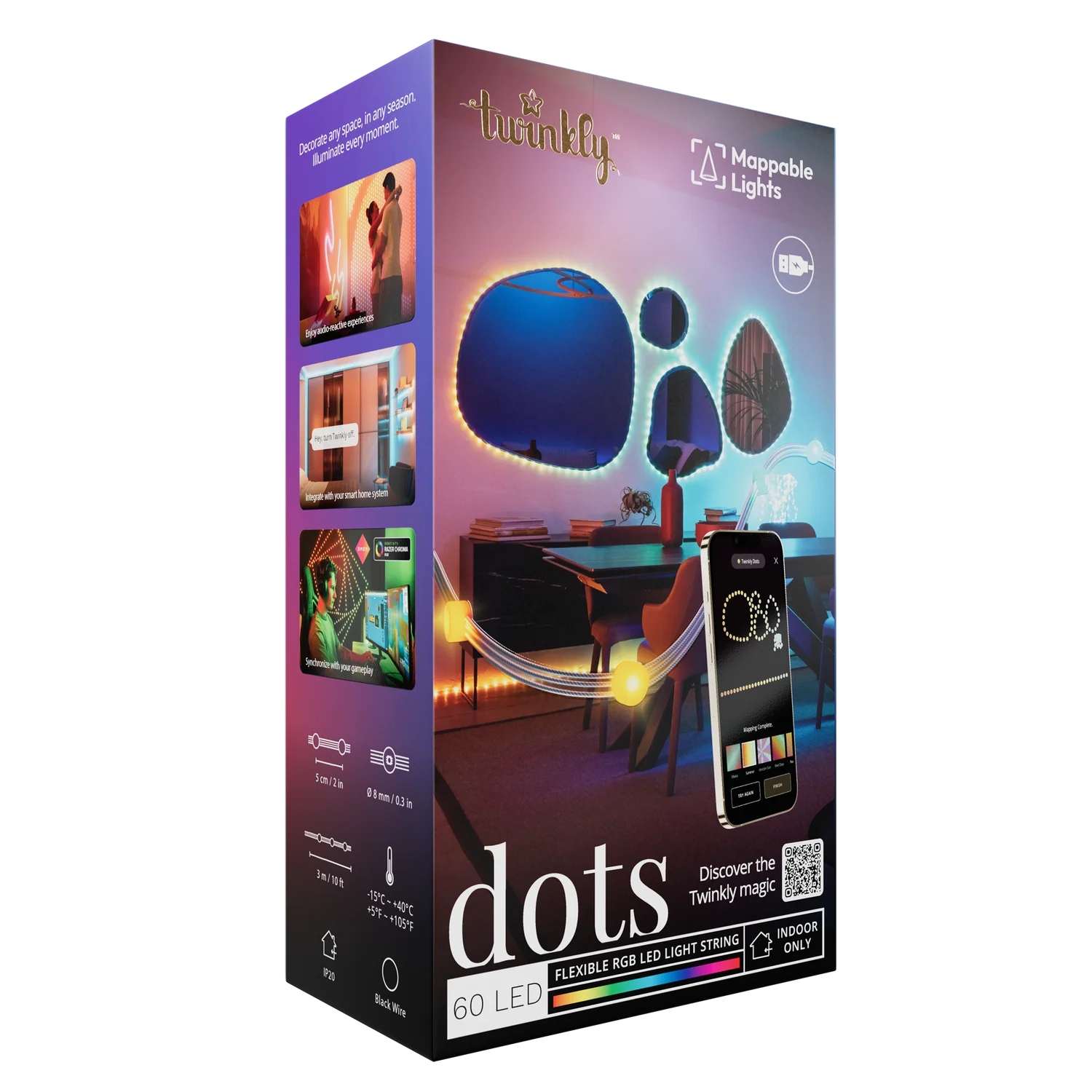 Transparentní kabel Twinkly Dots 60 Led Rgb Usb 3 m