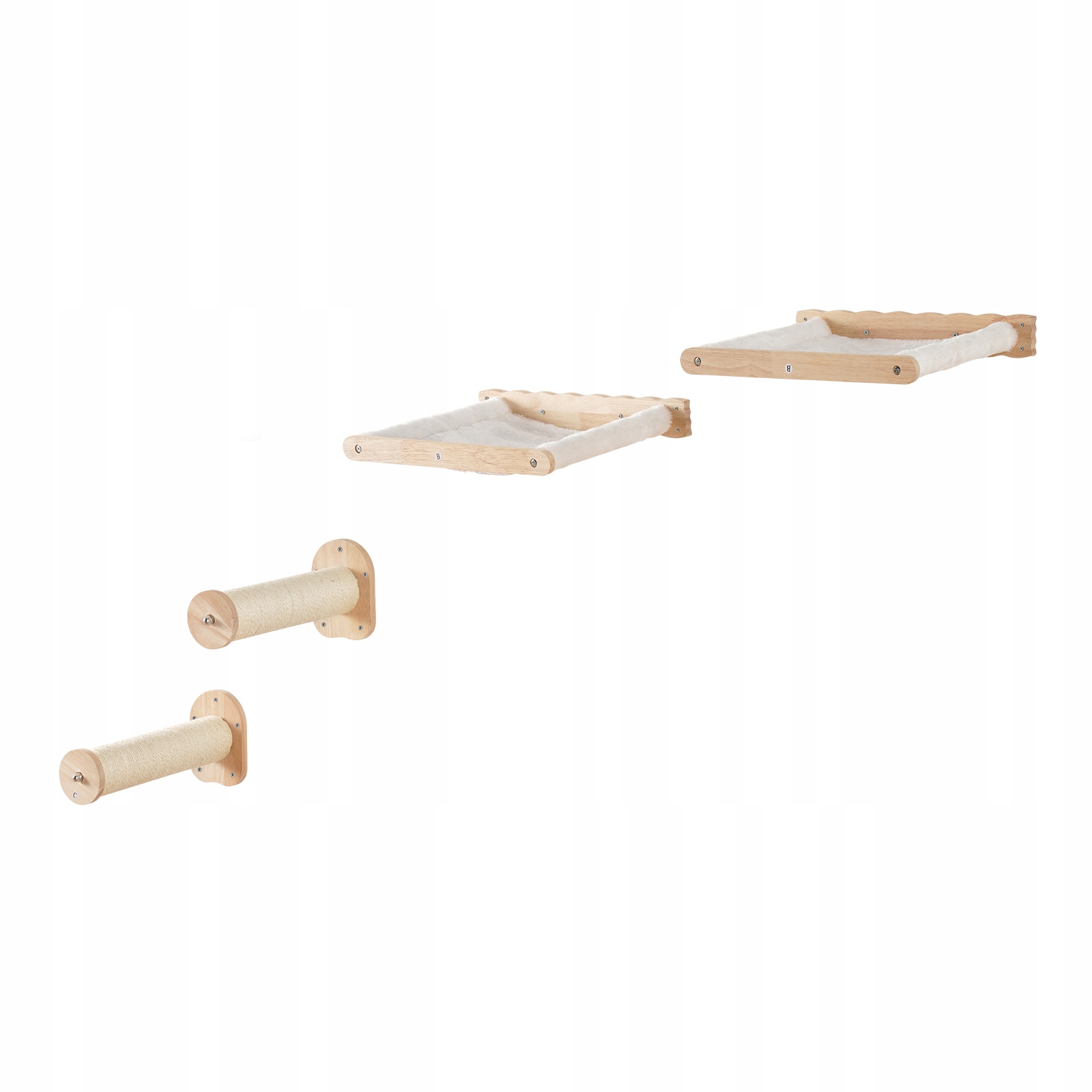 Levně Nástěnné police pro kočky se 2 skákacími sloupky a 2 houpacími sítěmi, nosnost až 18 kg