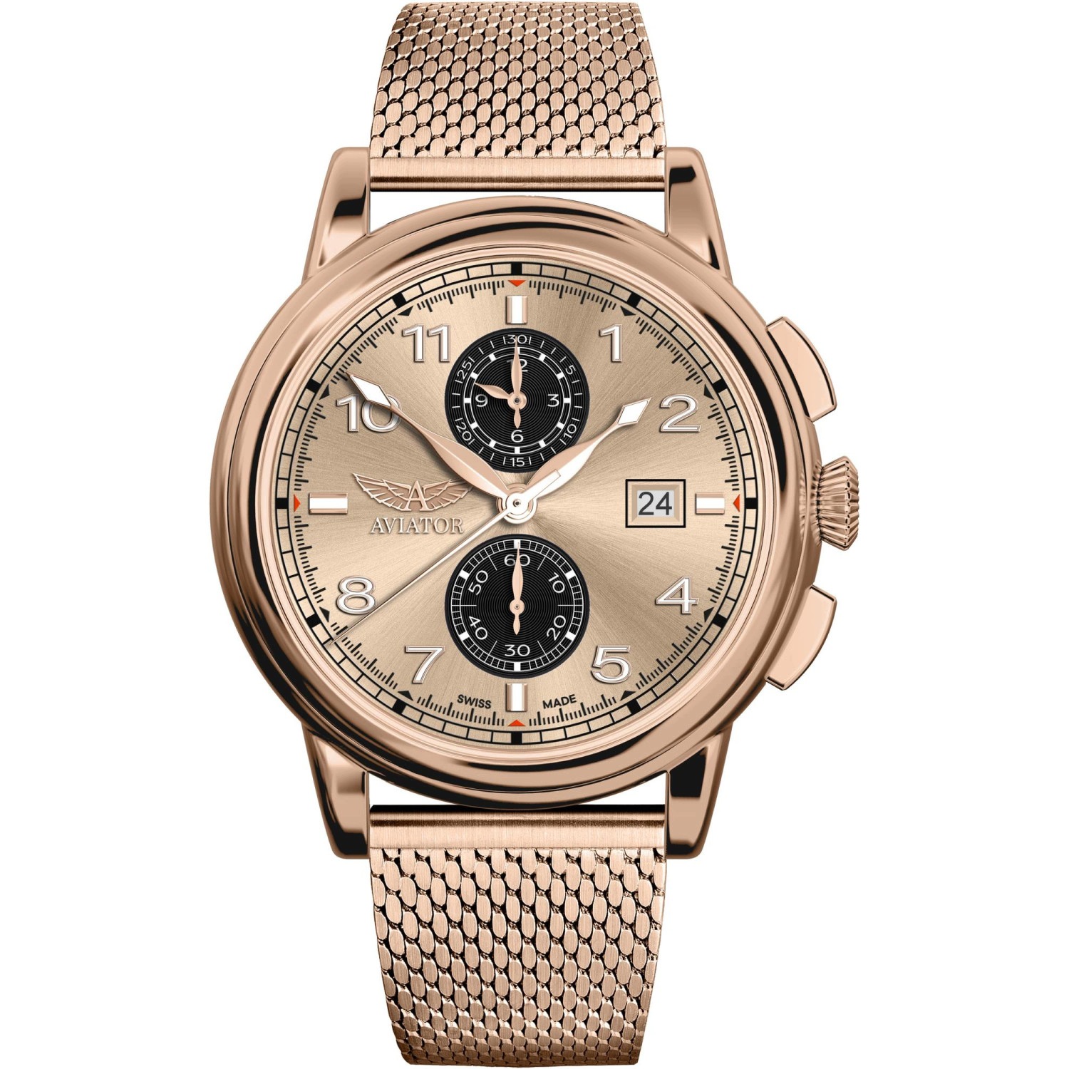 Pánské Hodinky Aviator V.2.45.2.410.5 růžové zlato