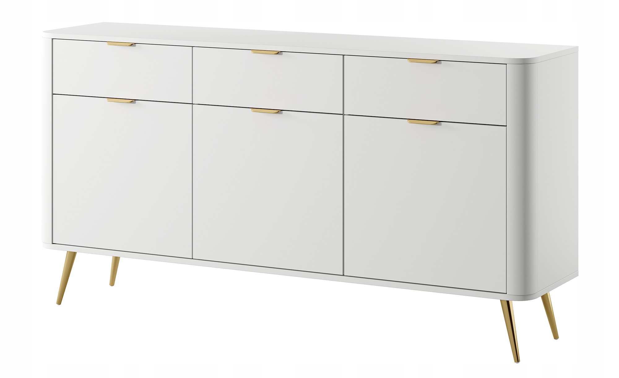 Třídveřová komoda Oval se zásuvkami 163,5 cm, bílá