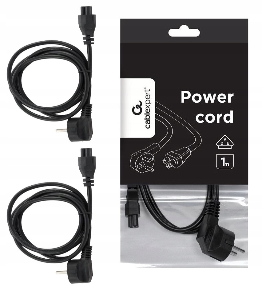 Kabel 2szt. Przewód Zasiląjacy Do Laptopa Notebooka Komputera koniczynka 1m