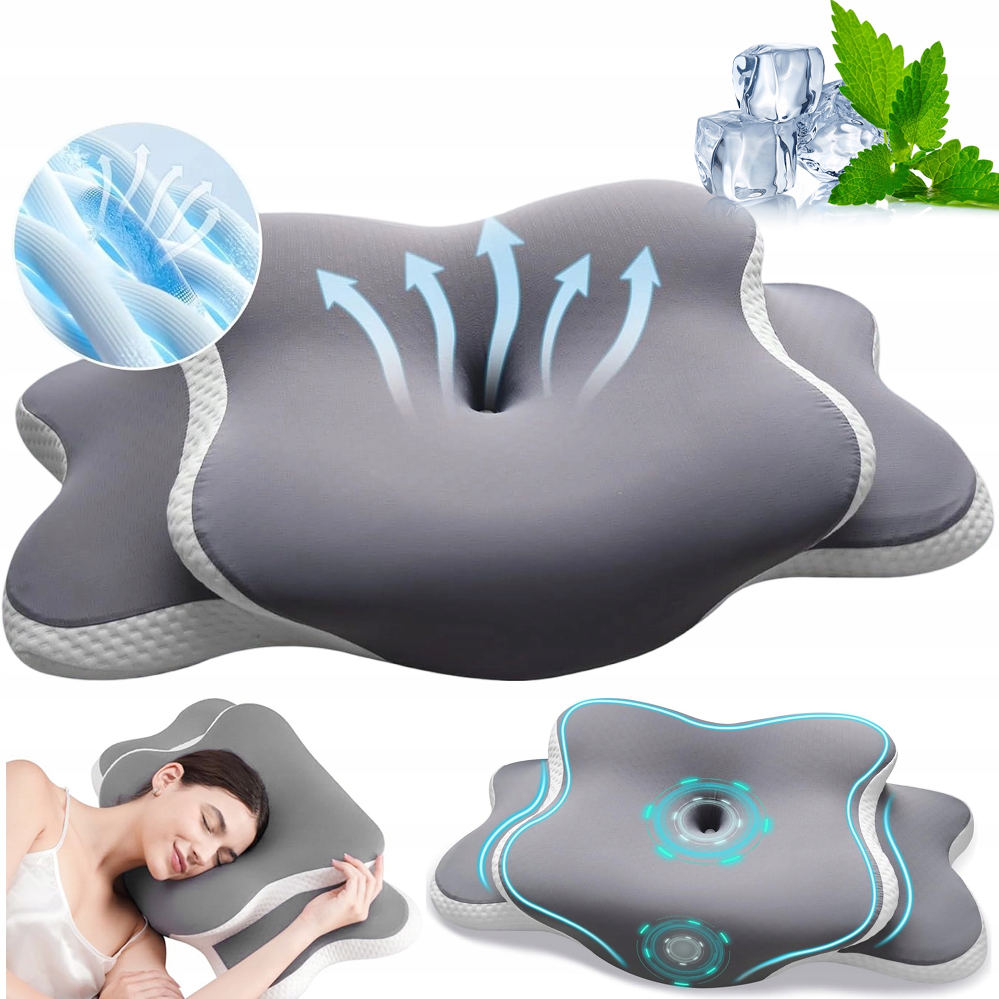 Poduszka Ortopedyczna Ergonomiczna Memory Foam Dwustopniowa Wysokość