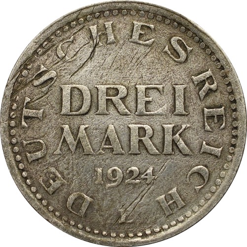 43. Niemcy, Weimar, 3 marki 1924 E,