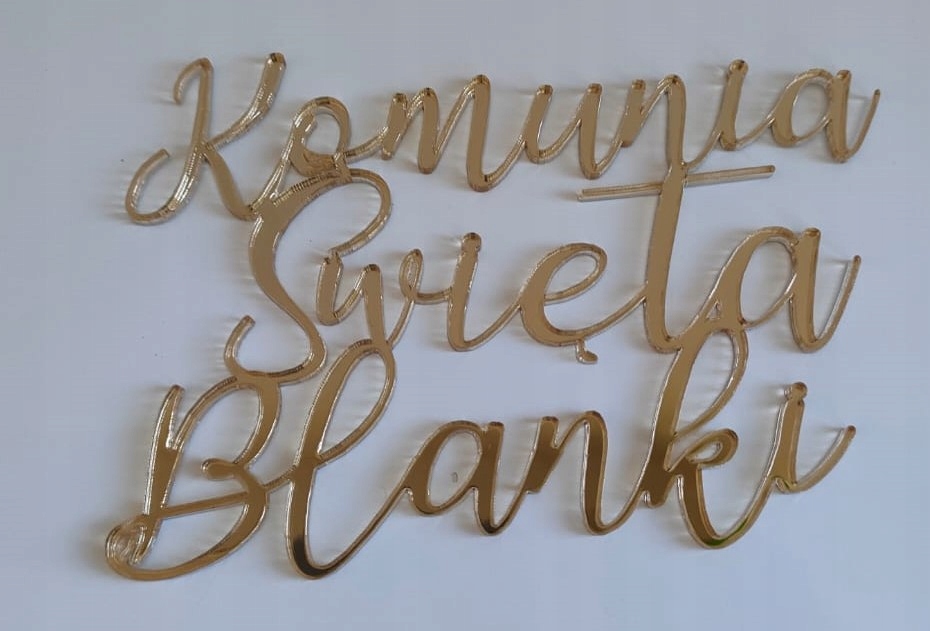 Topper na bok tortu "Komunia imię" Biały Kod producenta KOMUNIA NA BOK 06 BIAŁY