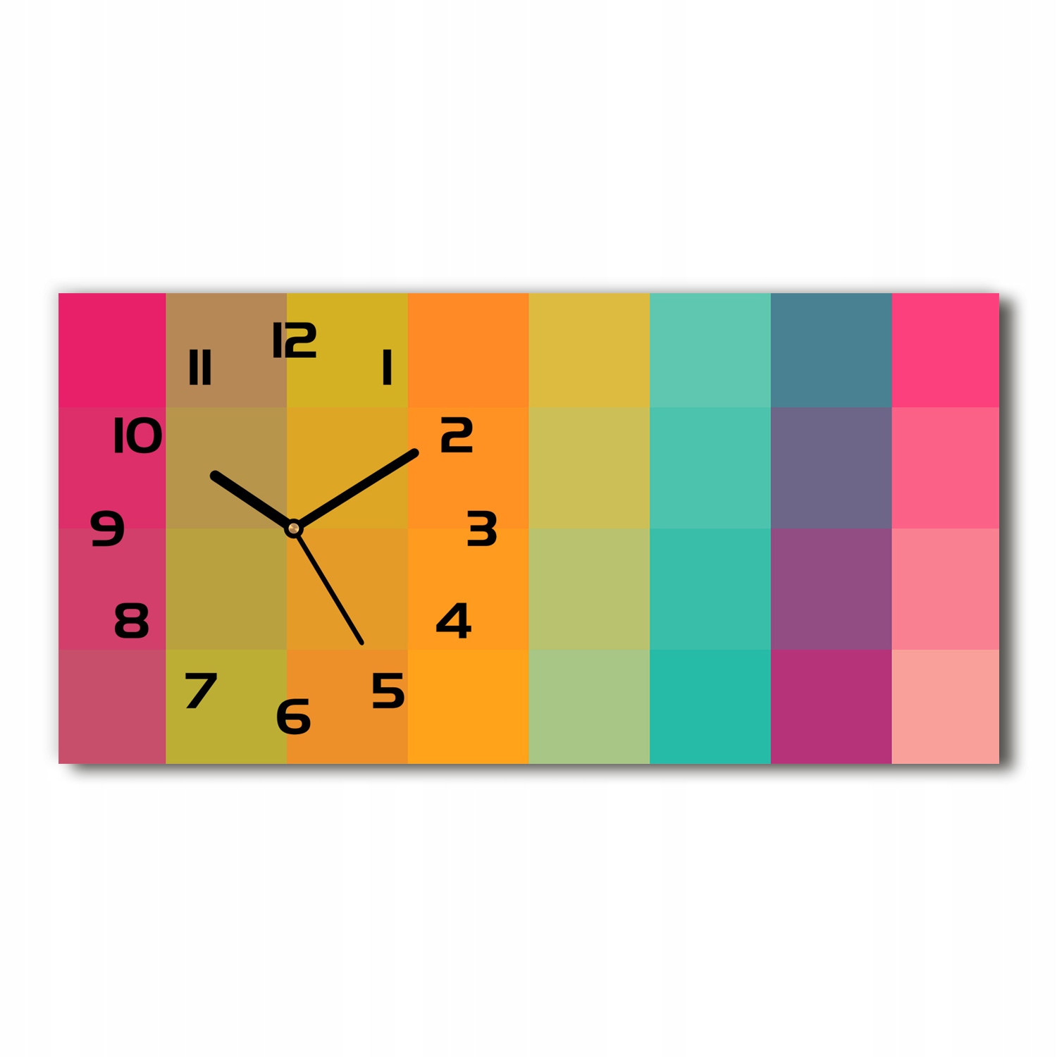 

Zegar ścienny szklany Kolorowe kwadraty 60x30 cm