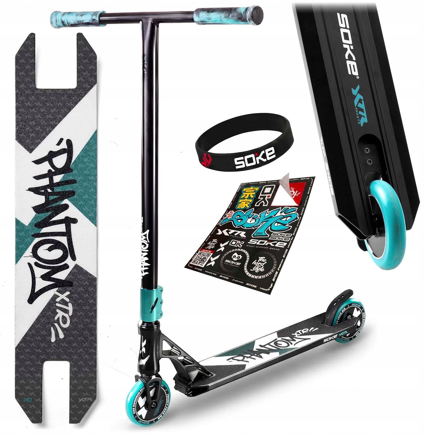Freestyle Koloběžka Soke Xtr Černá-tyrkysová ABEC-9 110 mm