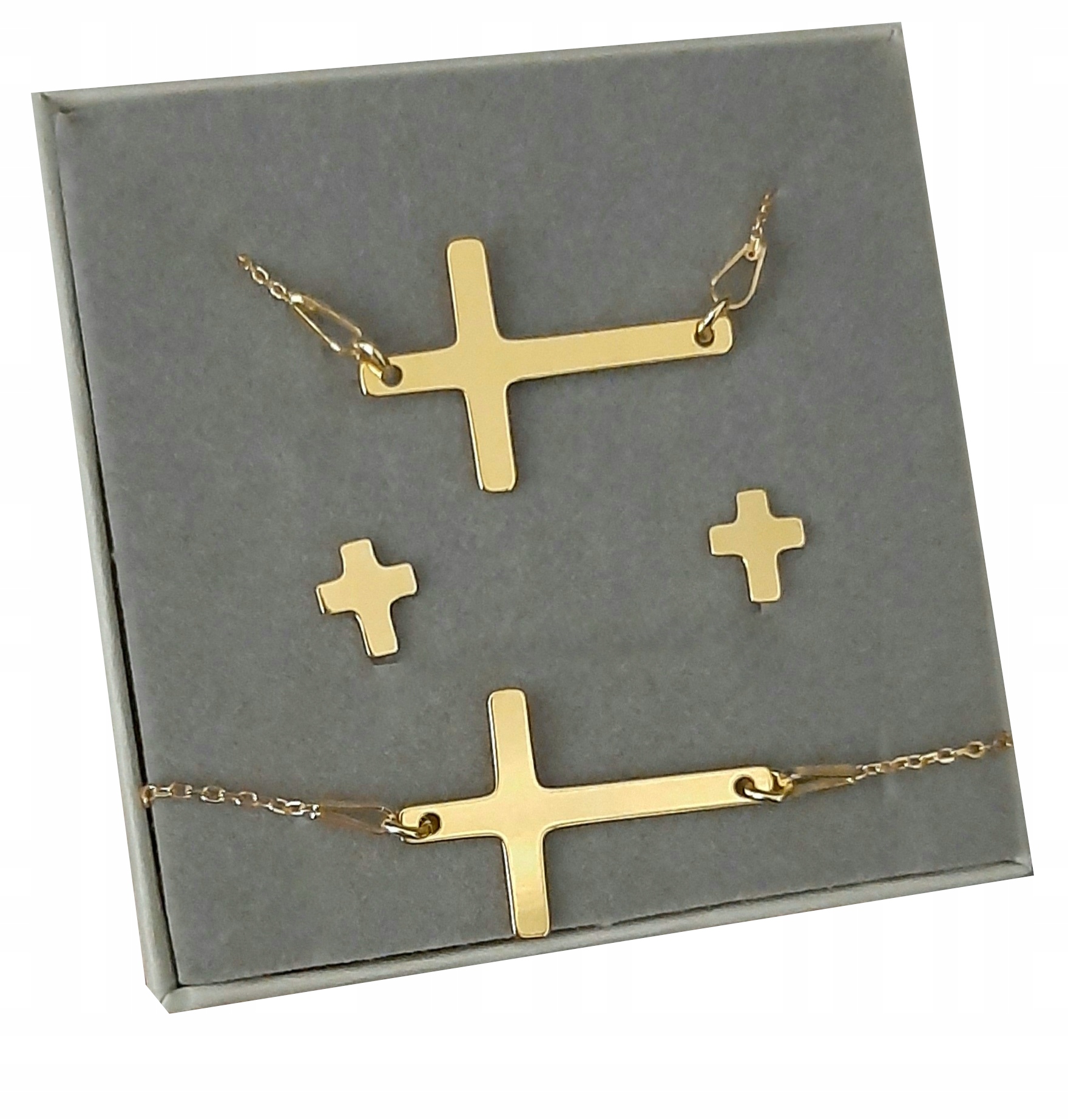 Zlatý komplet Kříž Křížek stříbro 925