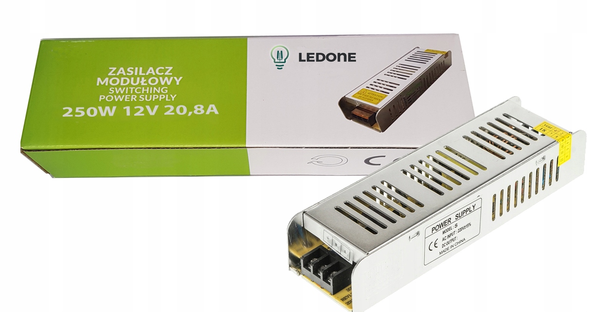 

Zasilacz Montażowy 12V 240W Slim do Led taśma Cctv