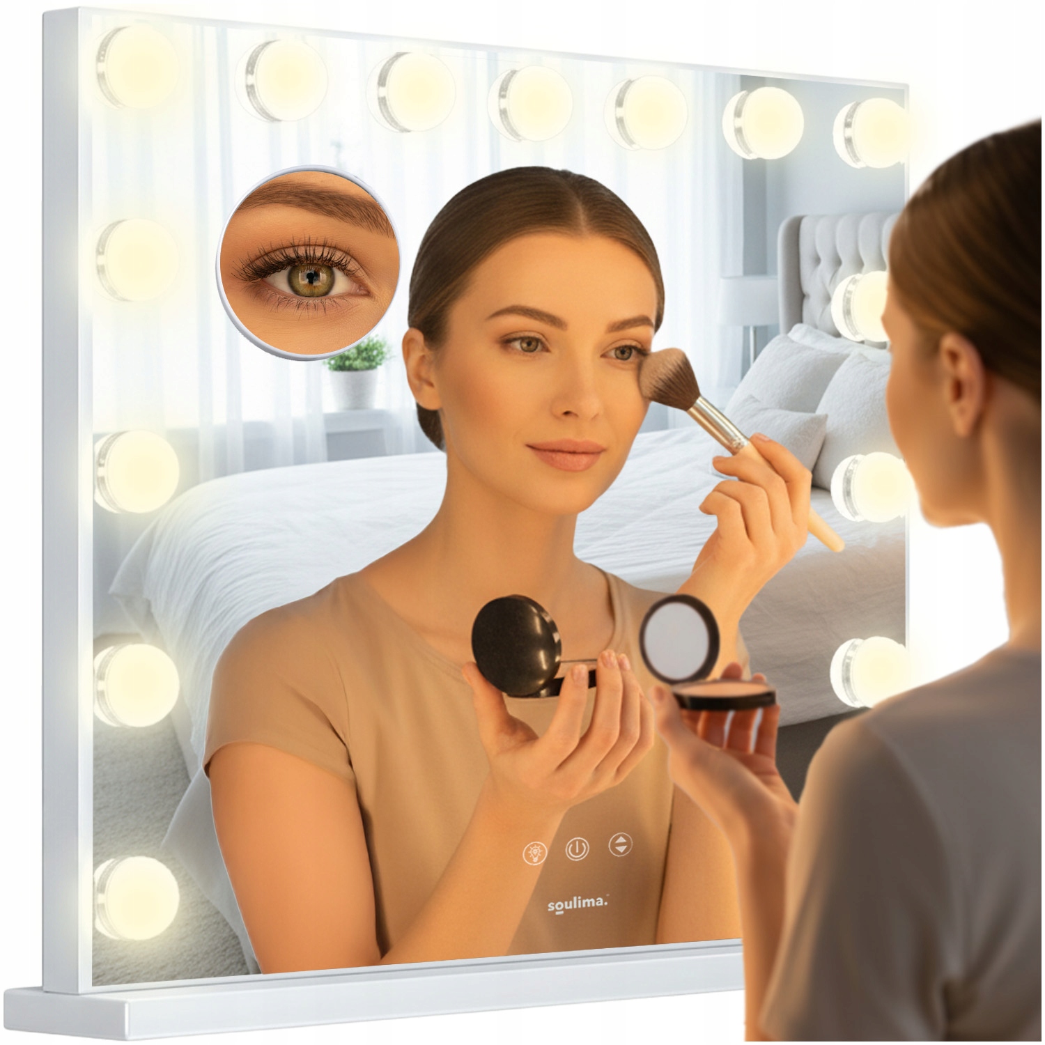 Zrcadlo zrcadlo na make-up 58 cm, dotykové, tři barvy, nastavitelné