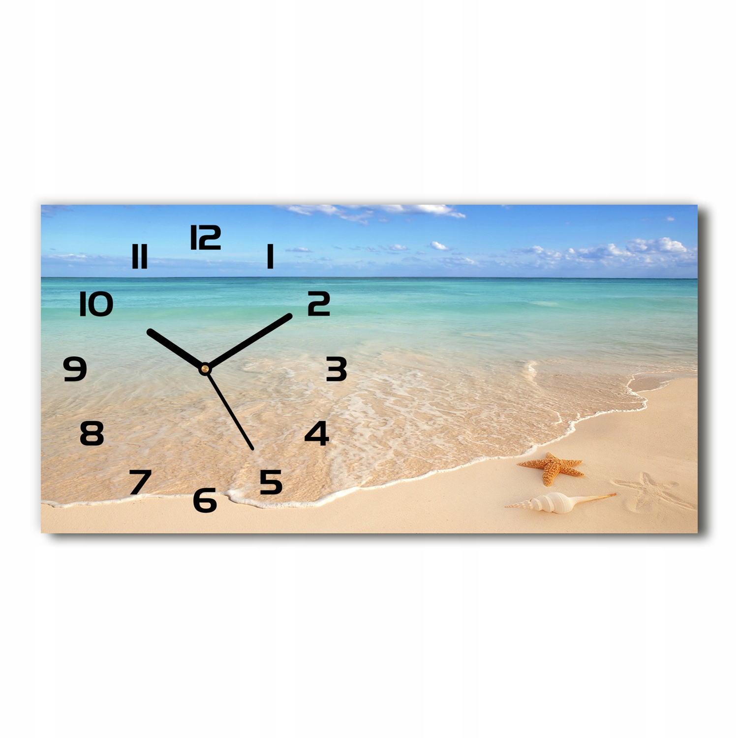 

Zegar ścienny szklany Rozgwiazda na plaży 60x30 cm